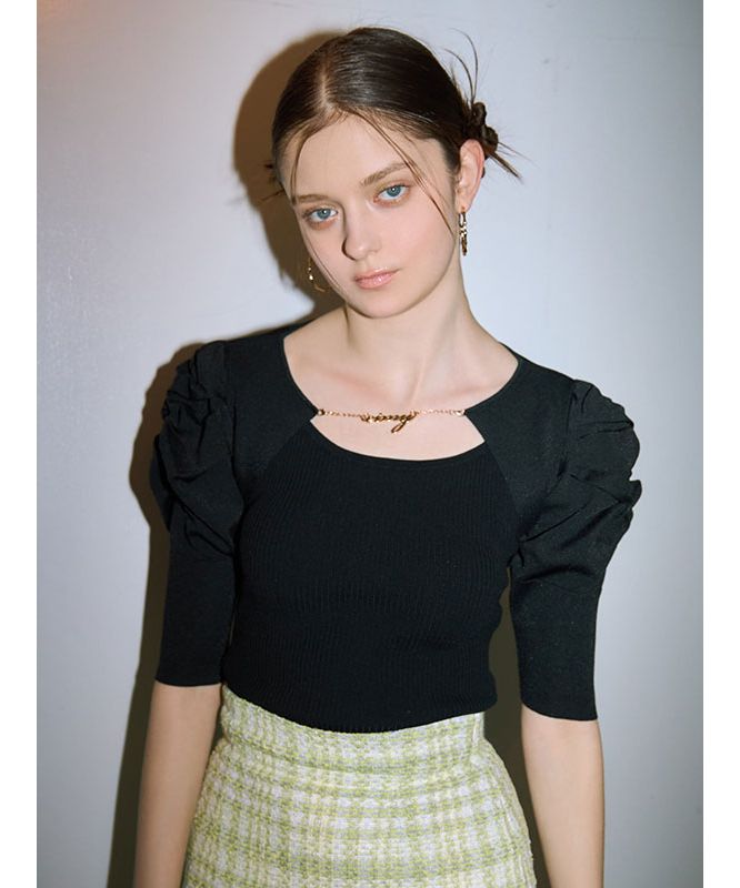 eimy istoire EIMY ISTOIRE eimy chain puff sleeve cardigan and tank