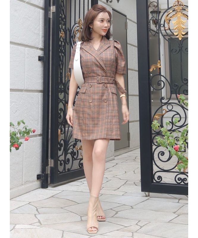 エイミーイストワール EIMY ISTOIRE GRACE JACKET CHECK MINI DRESS