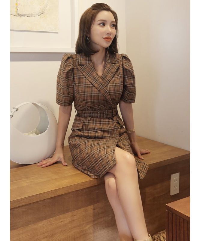 エイミーイストワール EIMY ISTOIRE GRACE JACKET CHECK MINI DRESS
