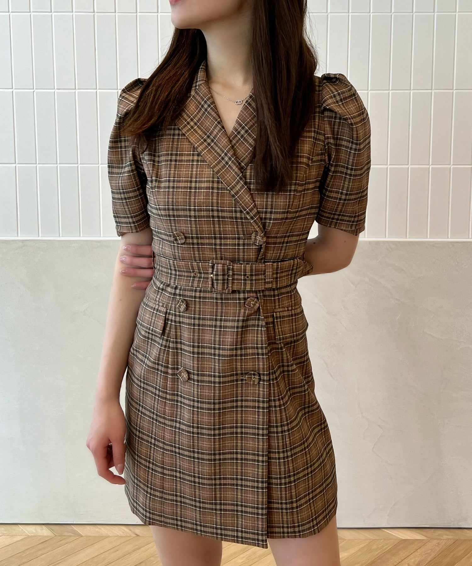 エイミーイストワール EIMY ISTOIRE GRACE JACKET CHECK MINI DRESS