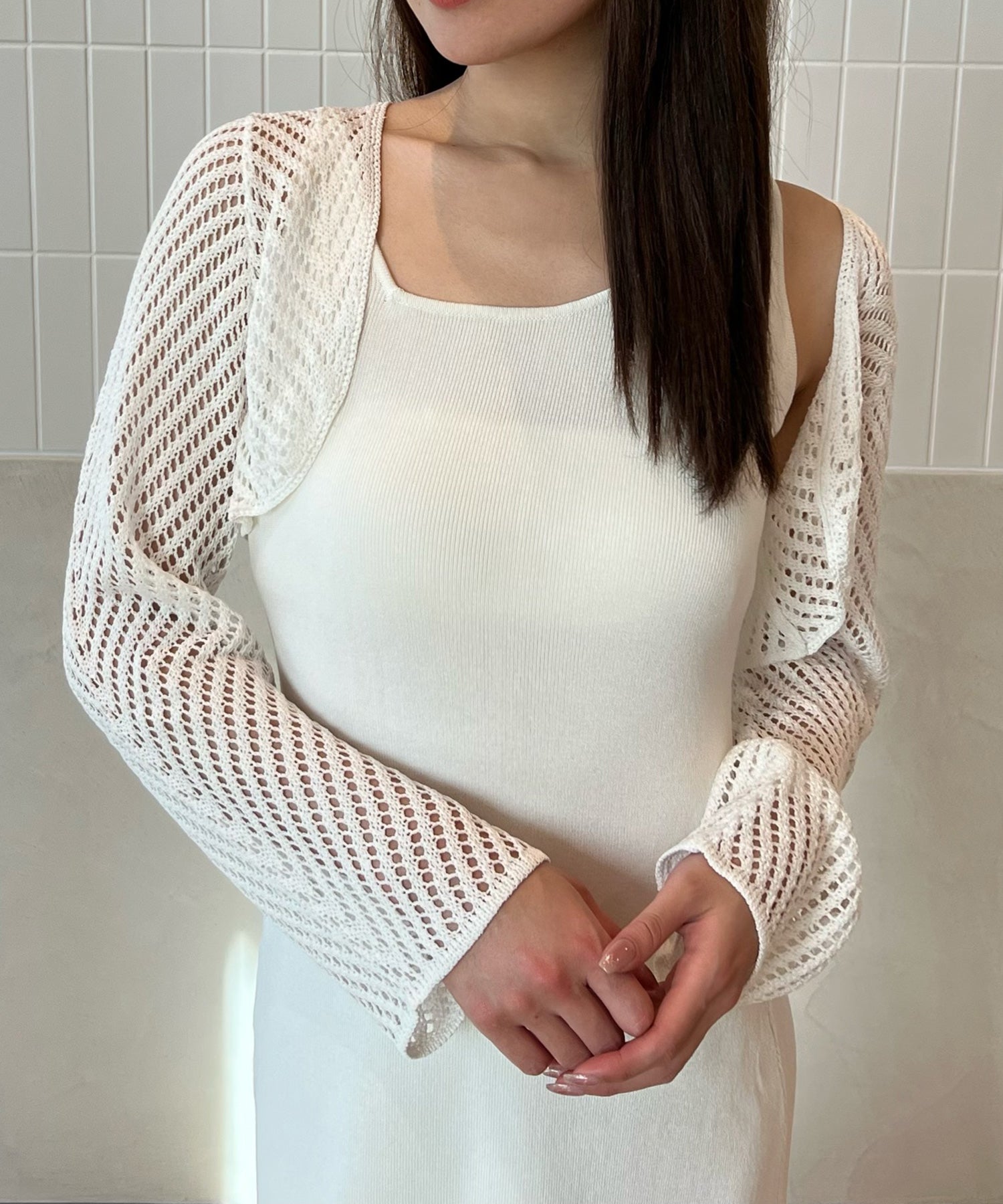 eimy istoire eimy istoire 鉤針開衫套裝無袖連衣裙
