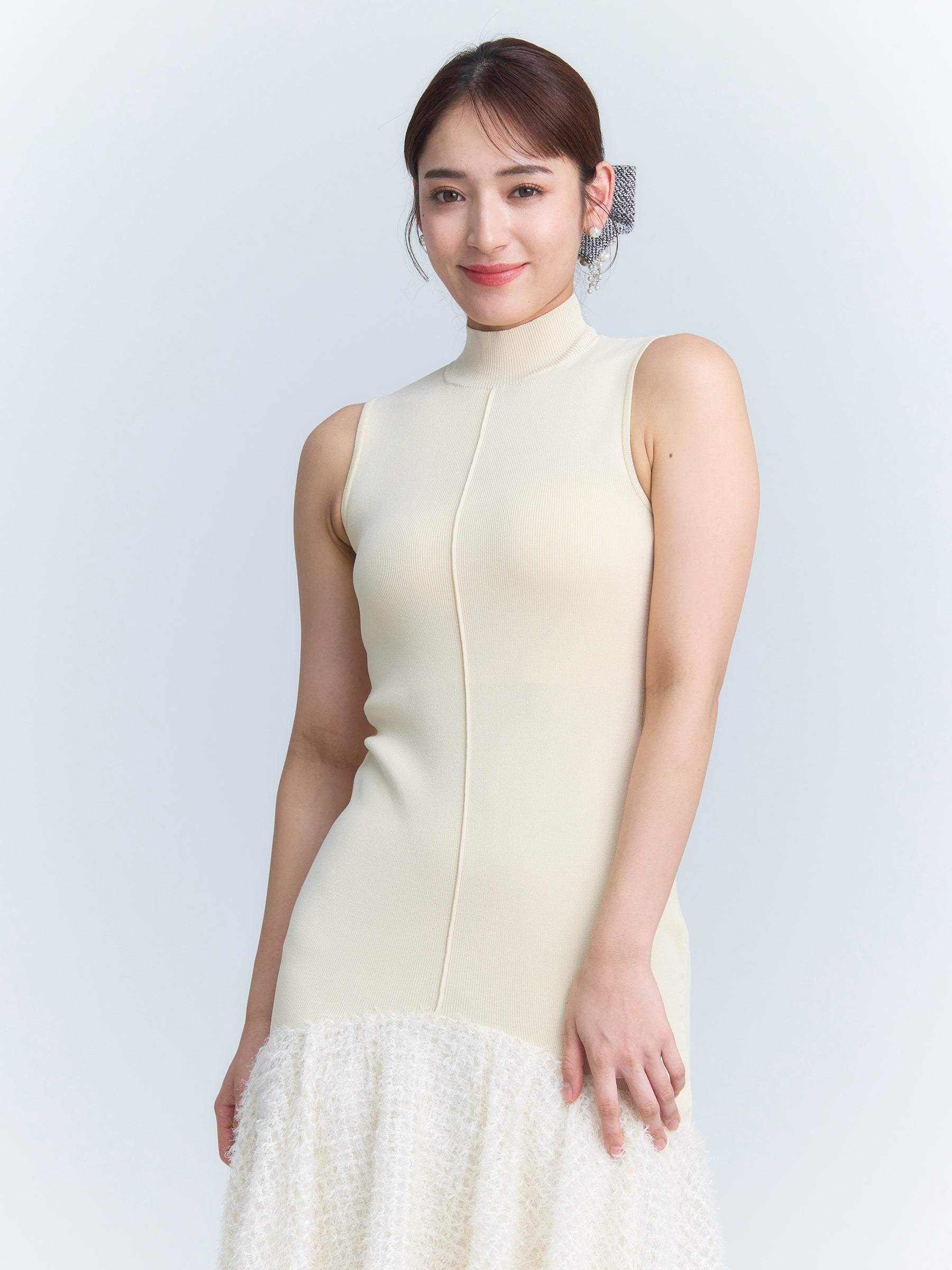 eimy istoire EIMY ISTOIRE irregular hem docking knit dress