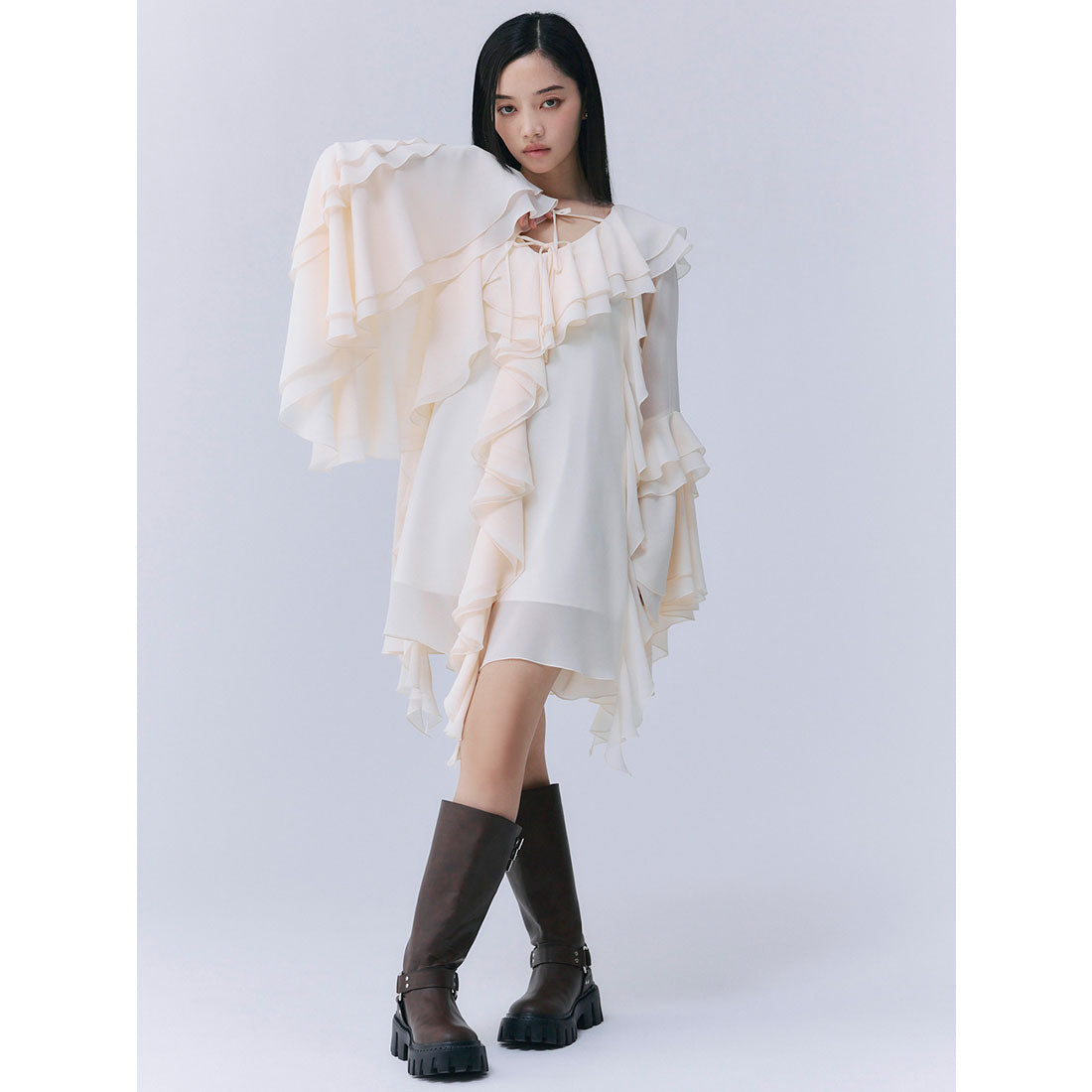 エイミーイストワール eimy istoire ボリュームラッフルミニドレス