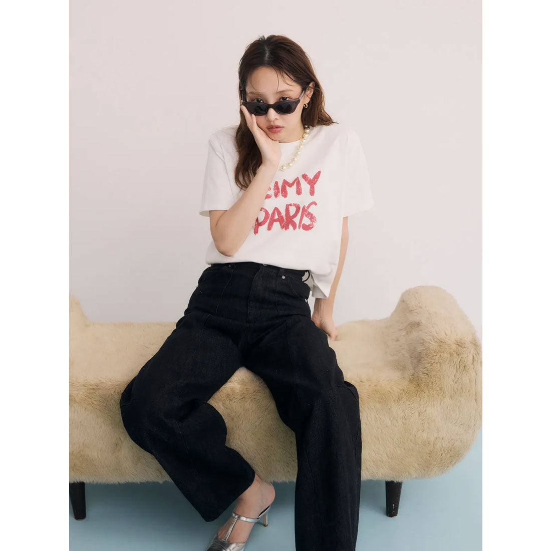 エイミーイストワール eimy istoire ペンキ風ロゴEIMY PARIS Tシャツ （YELLOW） YELLOW