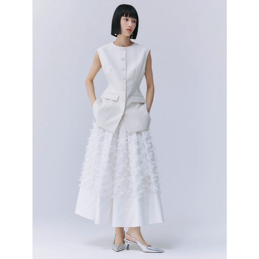 エイミーイストワール eimy istoire リボンクロスフレアスカート （WHITE） WHITE