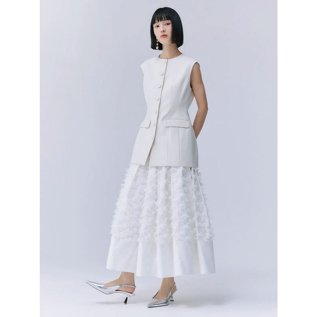 エイミーイストワール eimy istoire リボンクロスフレアスカート （WHITE） WHITE