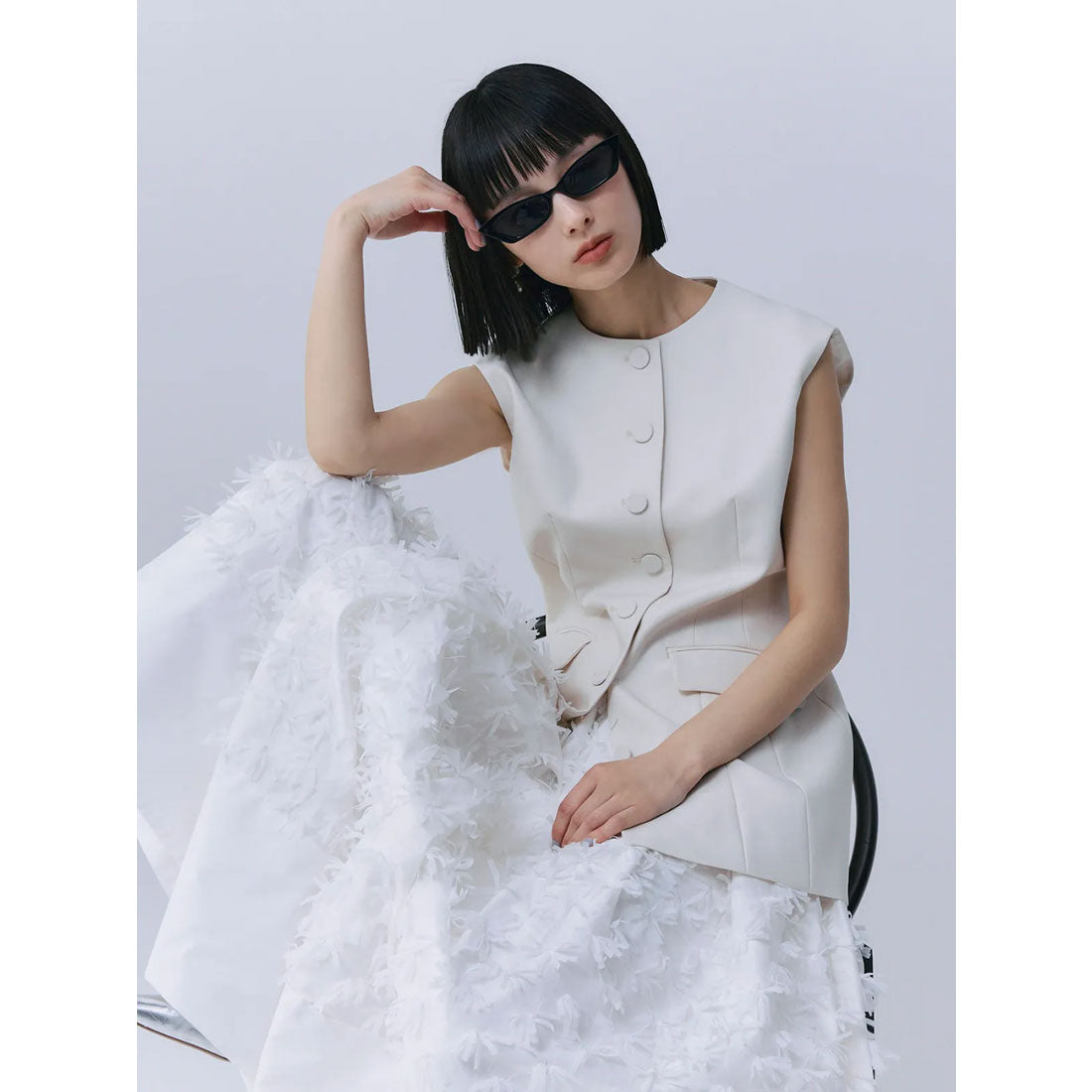 エイミーイストワール eimy istoire リボンクロスフレアスカート （WHITE） WHITE