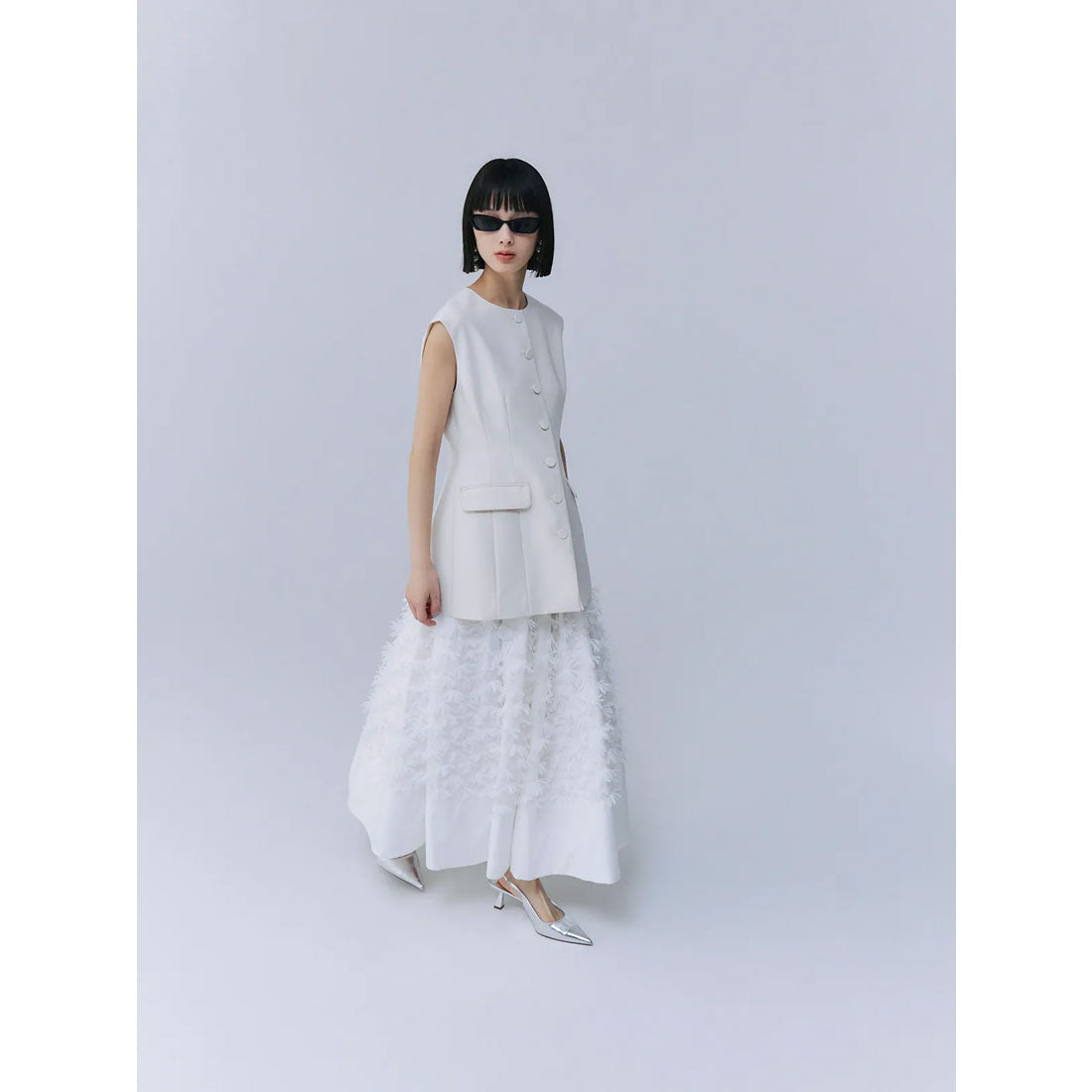 エイミーイストワール eimy istoire リボンクロスフレアスカート （WHITE） WHITE