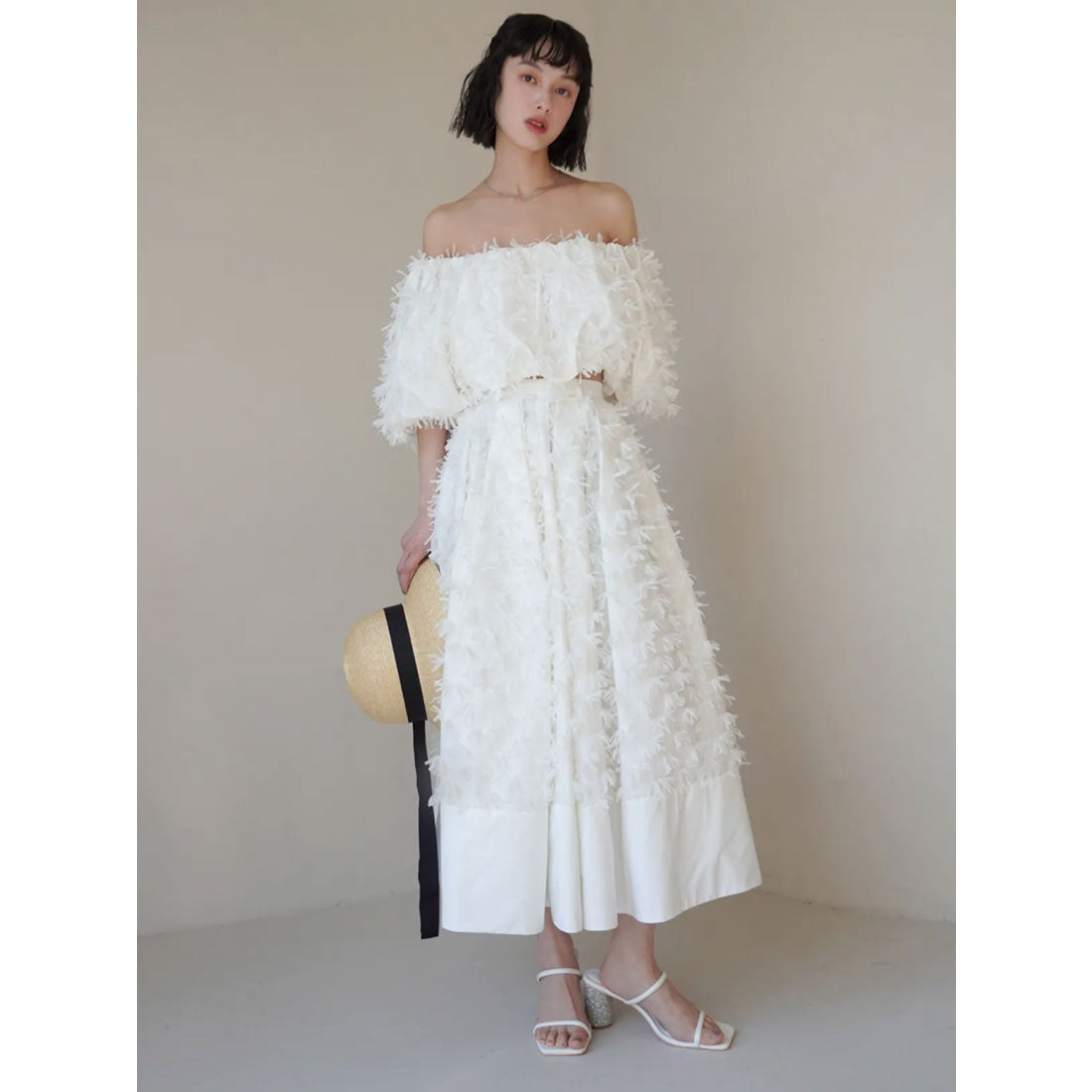 エイミーイストワール eimy istoire リボンクロスフレアスカート （WHITE） WHITE