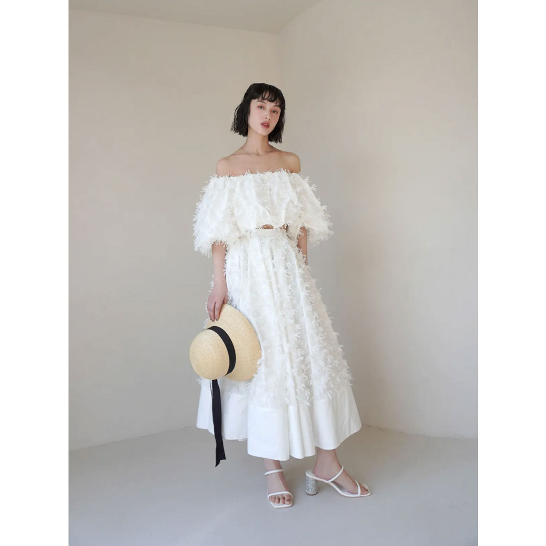 エイミーイストワール eimy istoire リボンクロスフレアスカート （WHITE） WHITE