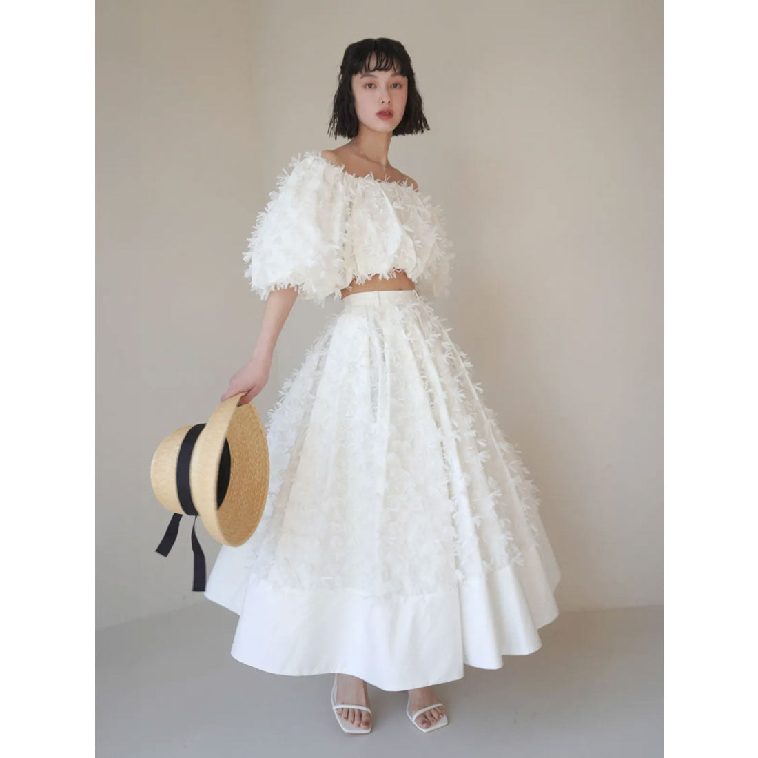 エイミーイストワール eimy istoire リボンクロスフレアスカート （WHITE） WHITE