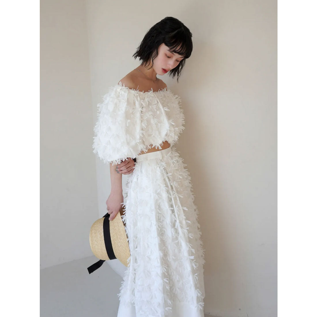 エイミーイストワール eimy istoire リボンクロスフレアスカート （WHITE） WHITE