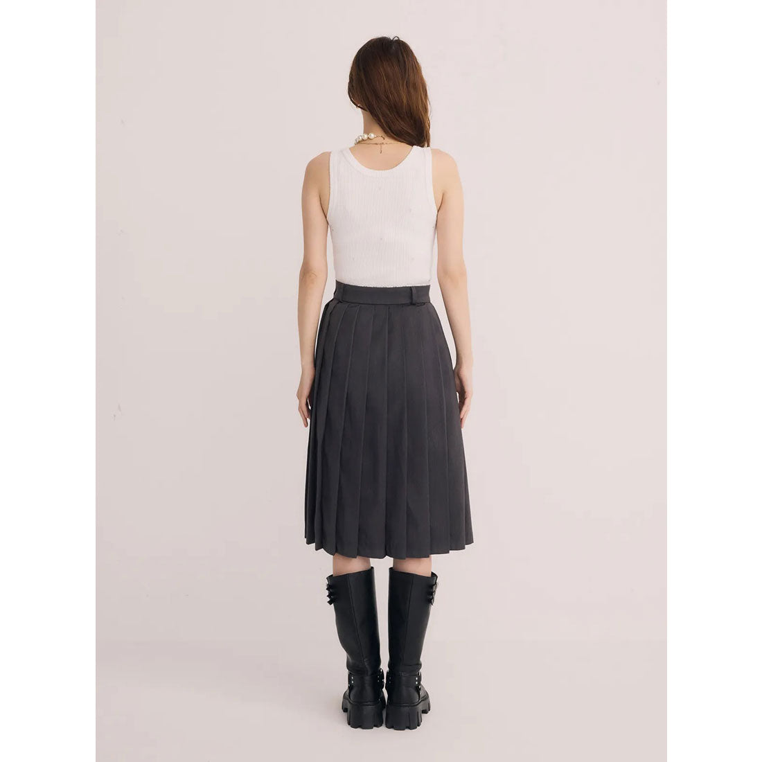 エイミーイストワール eimy istoire レースポイントプリーツミディスカート （GREY） GREY