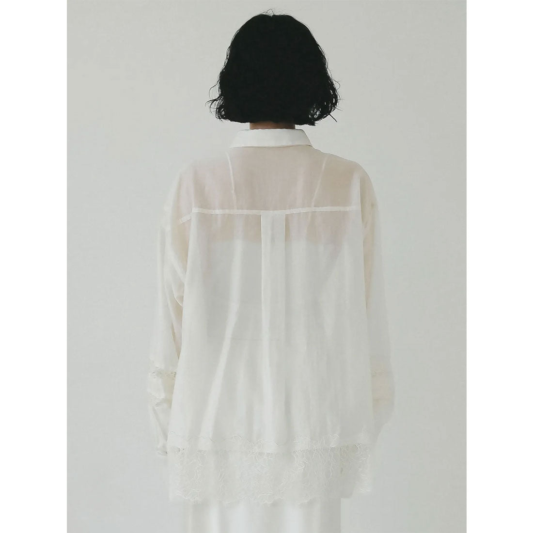 eimy istoire EIMY ISTOIRE Lace Combination Sheer Shirt