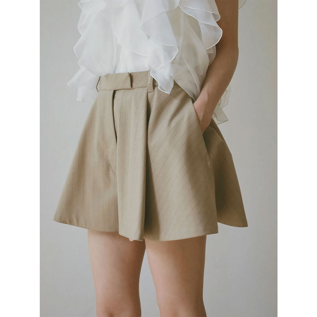エイミーイストワール eimy istoire タックハーフパンツ （BEIGE） BEIGE