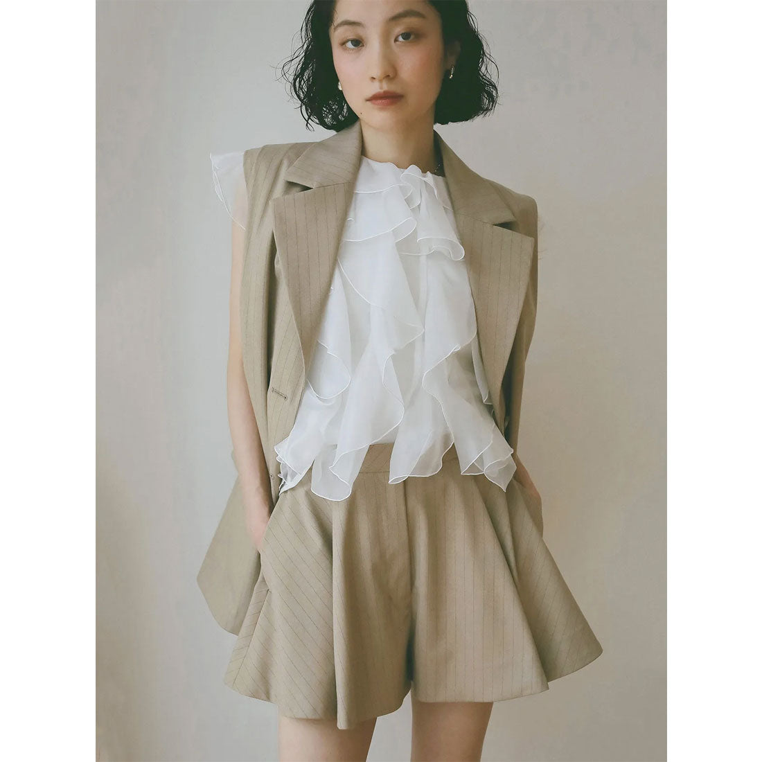 エイミーイストワール eimy istoire タックハーフパンツ （BEIGE） BEIGE