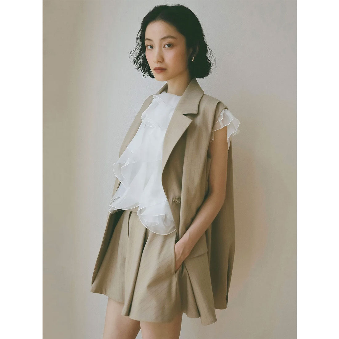 エイミーイストワール eimy istoire タックハーフパンツ （BEIGE） BEIGE