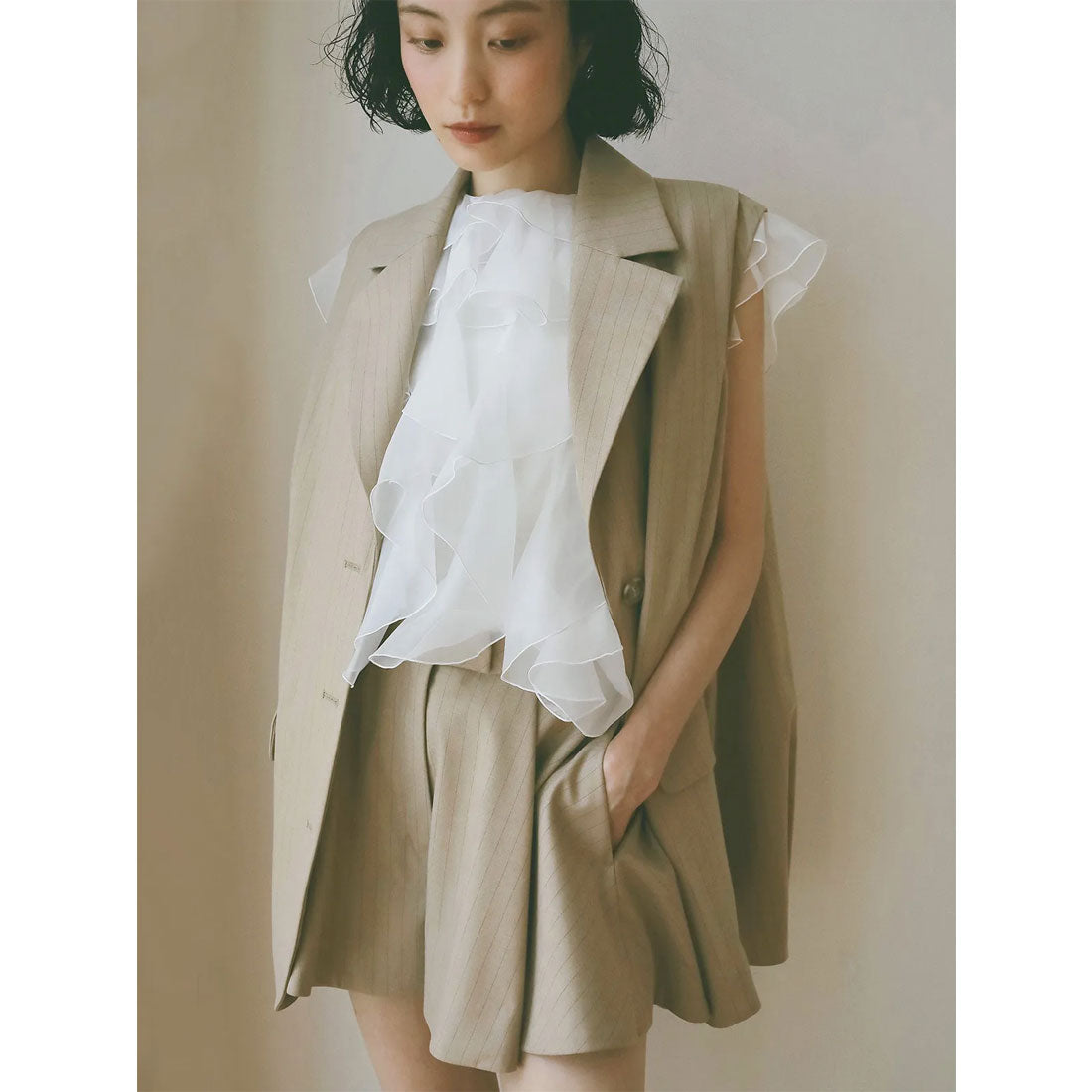 エイミーイストワール eimy istoire タックハーフパンツ （BEIGE） BEIGE