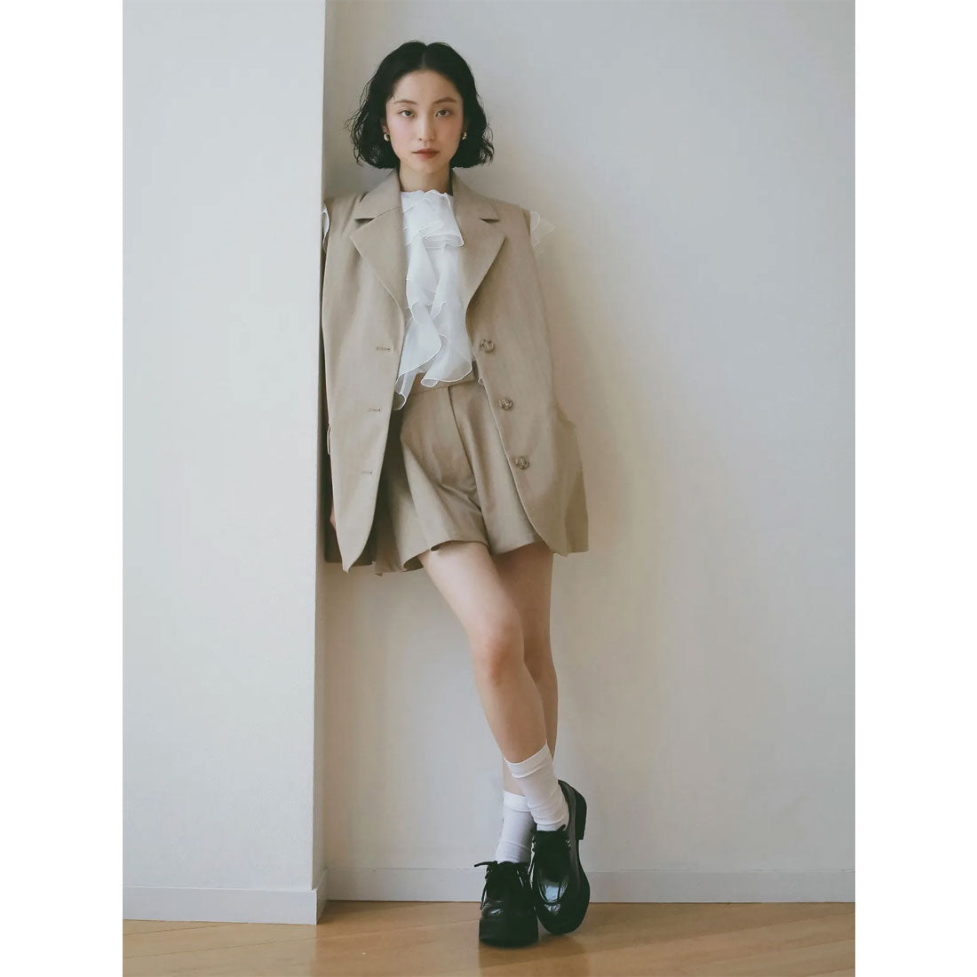 エイミーイストワール eimy istoire タックハーフパンツ （BEIGE） BEIGE