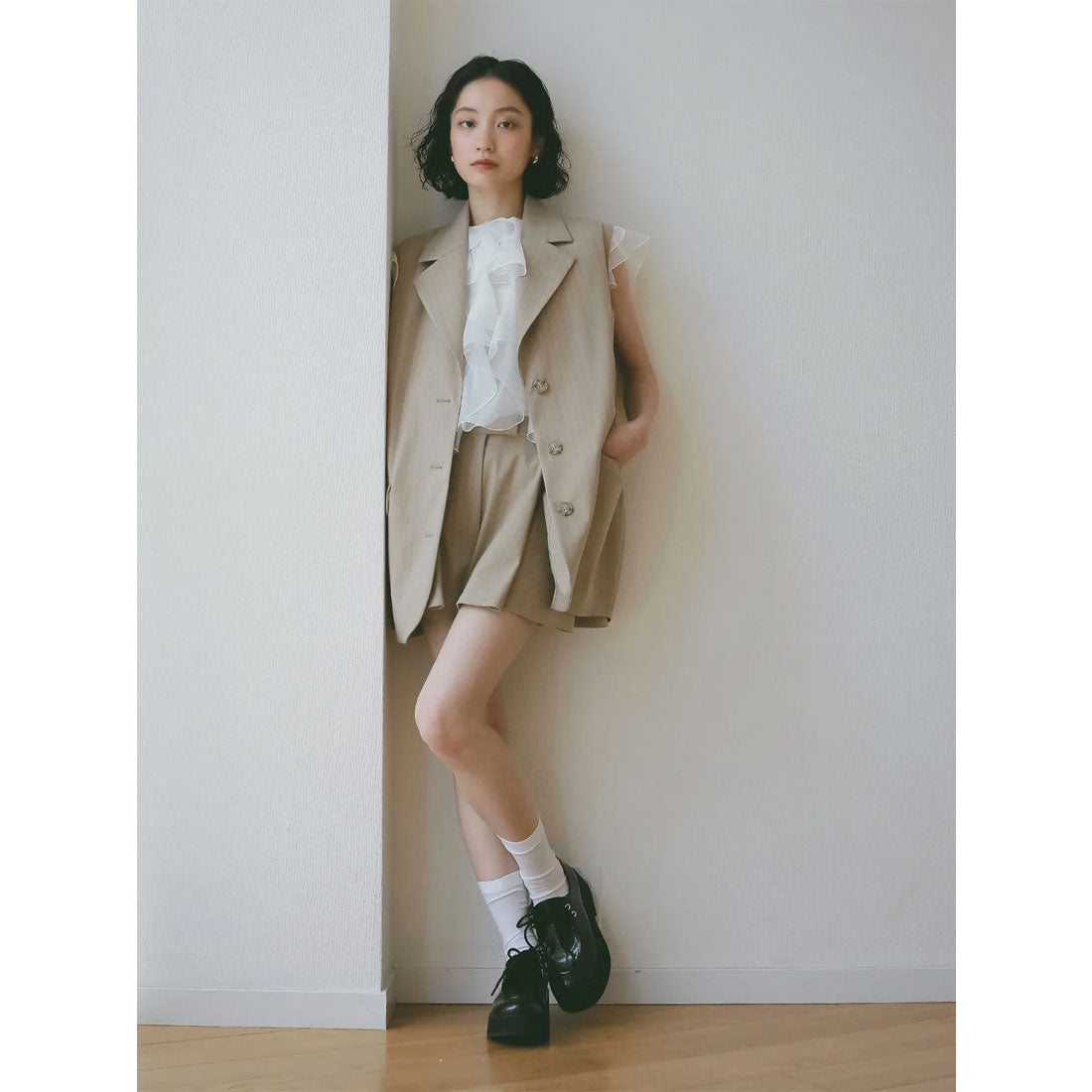 エイミーイストワール eimy istoire タックハーフパンツ （BEIGE） BEIGE