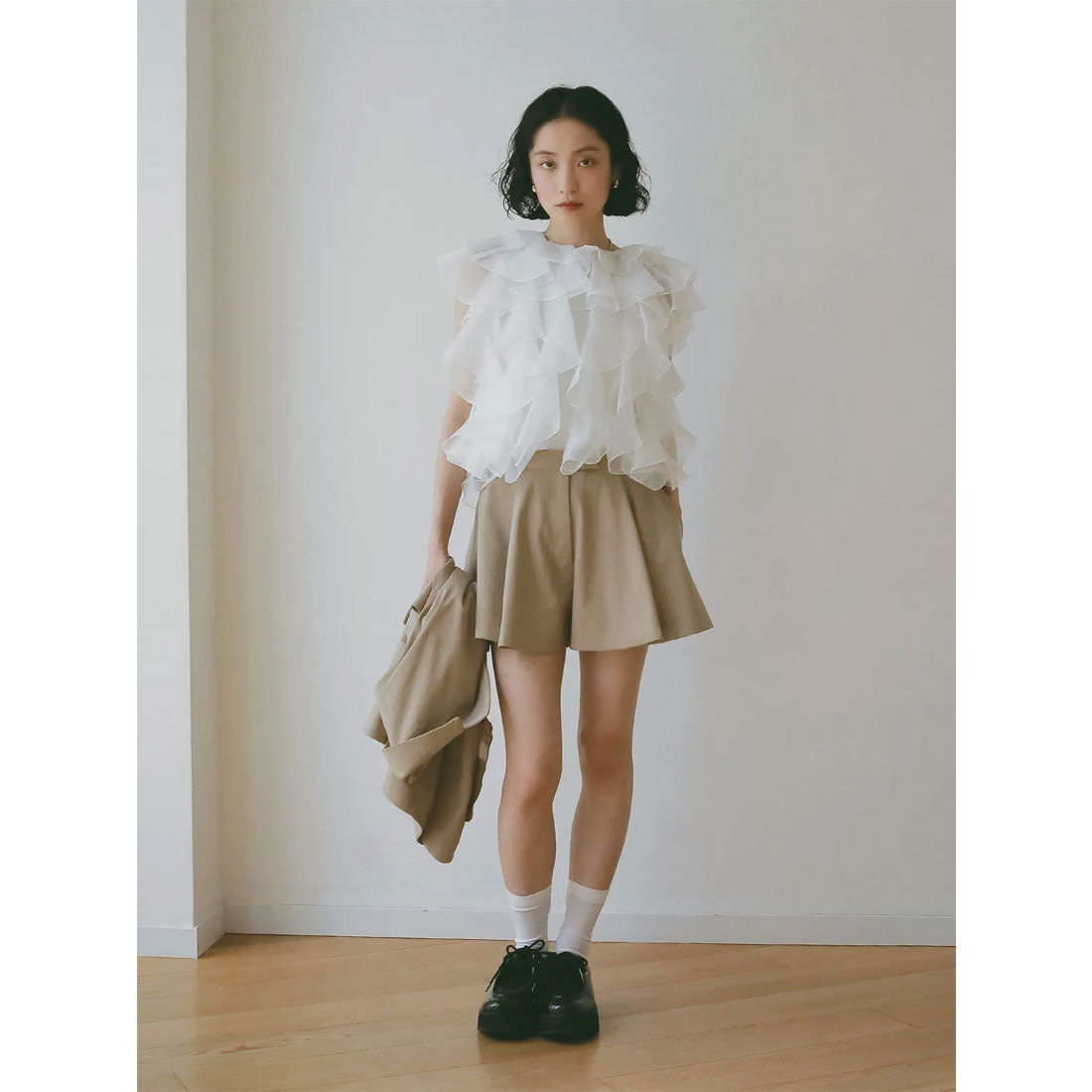 エイミーイストワール eimy istoire タックハーフパンツ （BEIGE） BEIGE