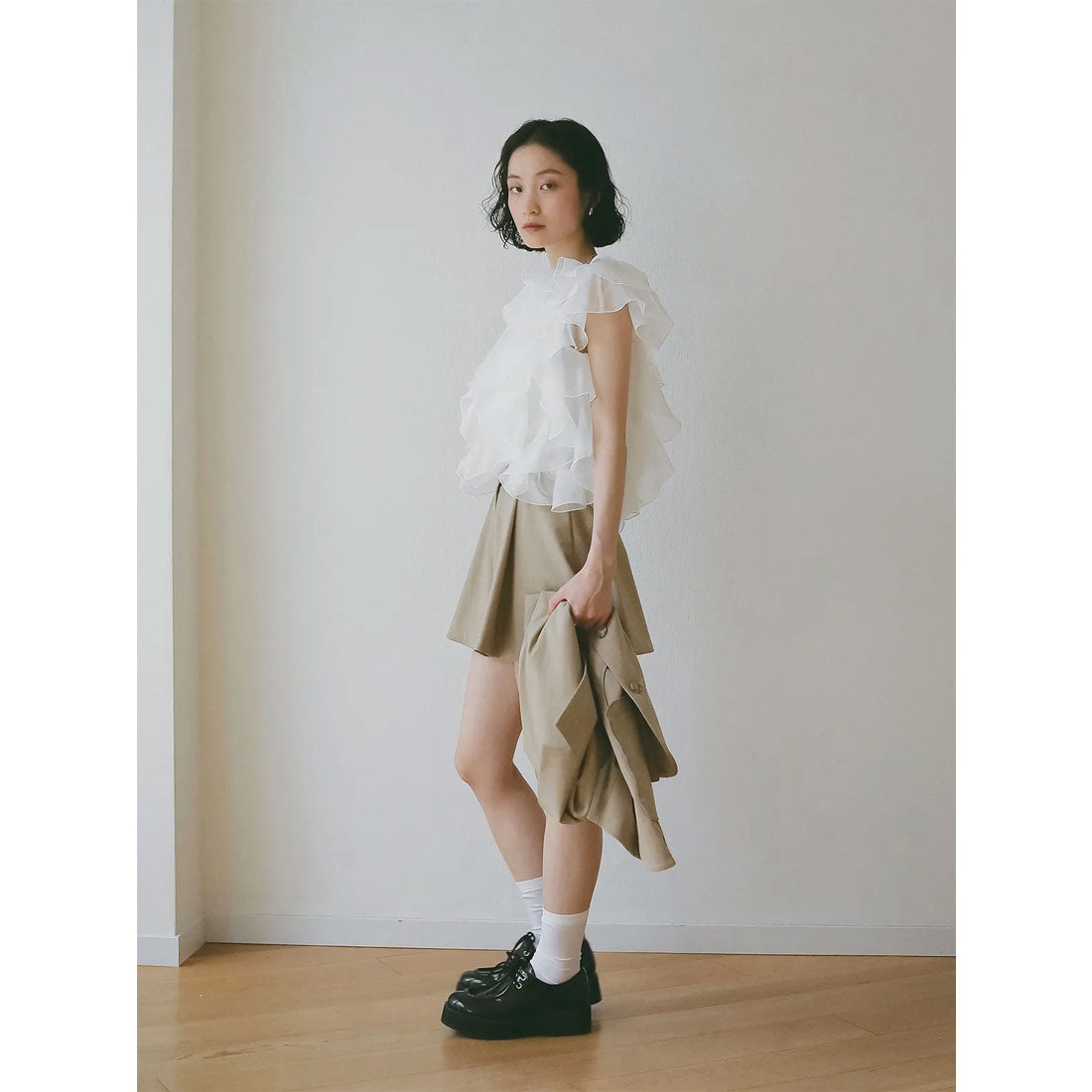 エイミーイストワール eimy istoire タックハーフパンツ （BEIGE） BEIGE