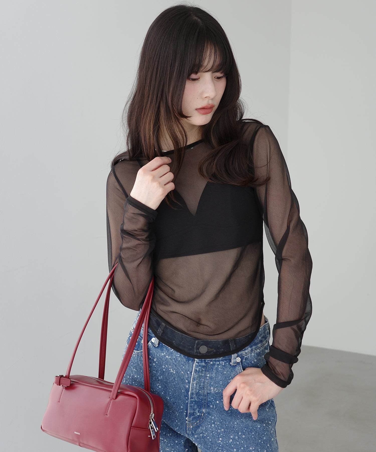 トップス eimy istoire eimy istoire EIMY ISTOIRE Lace Combination Sheer Shirt