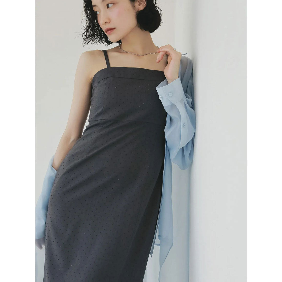 エイミーイストワール EIMY ISTOIRE ビジューキャミワンピース （CHARCOAL GREY） CHARCOAL GREY