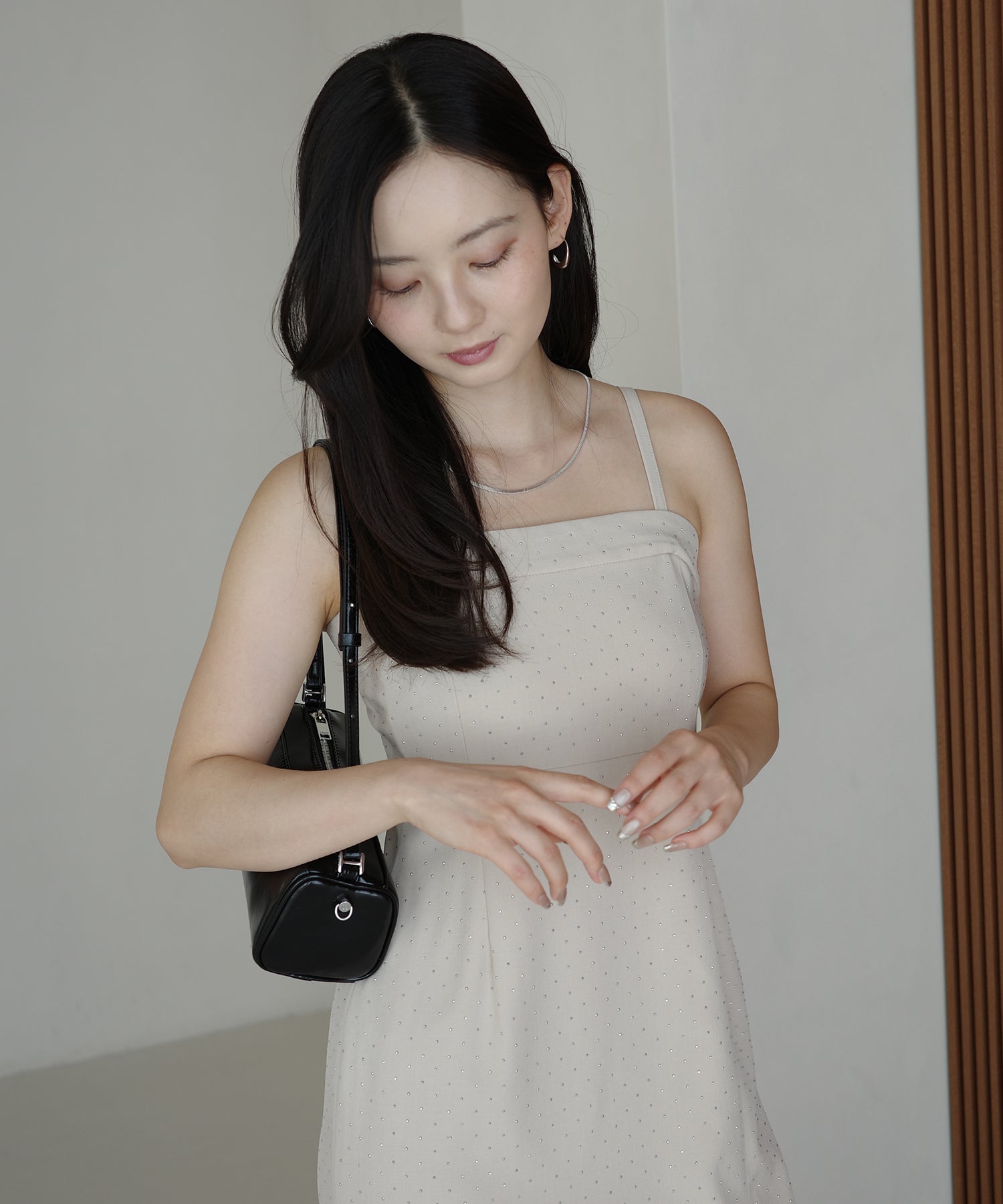 エイミーイストワール EIMY ISTOIRE ビジューキャミワンピース （CHARCOAL GREY） CHARCOAL GREY