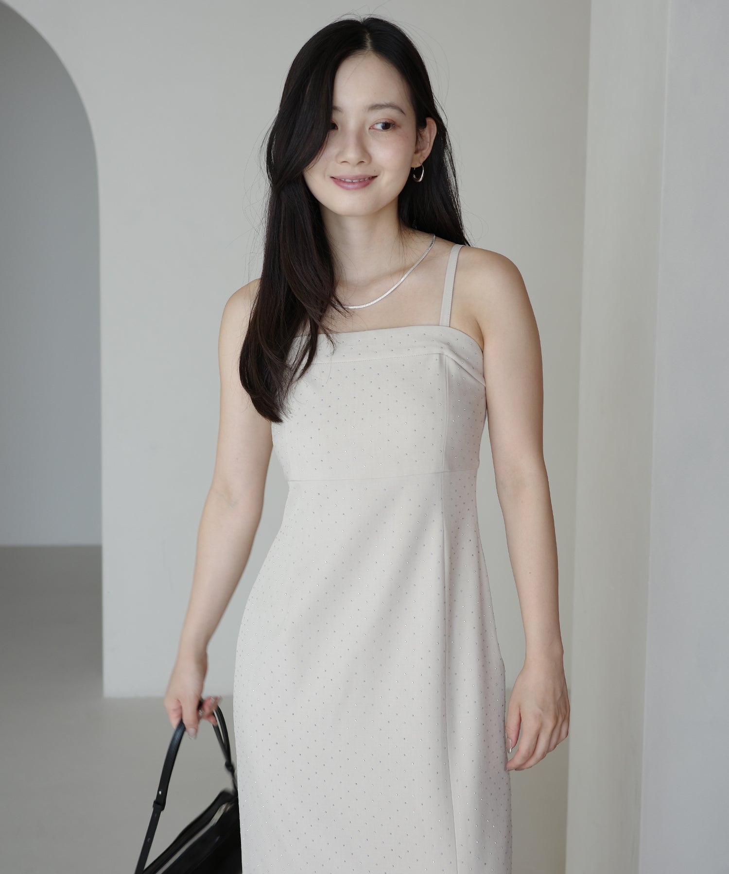 エイミーイストワール EIMY ISTOIRE ビジューキャミワンピース （CHARCOAL GREY） CHARCOAL GREY