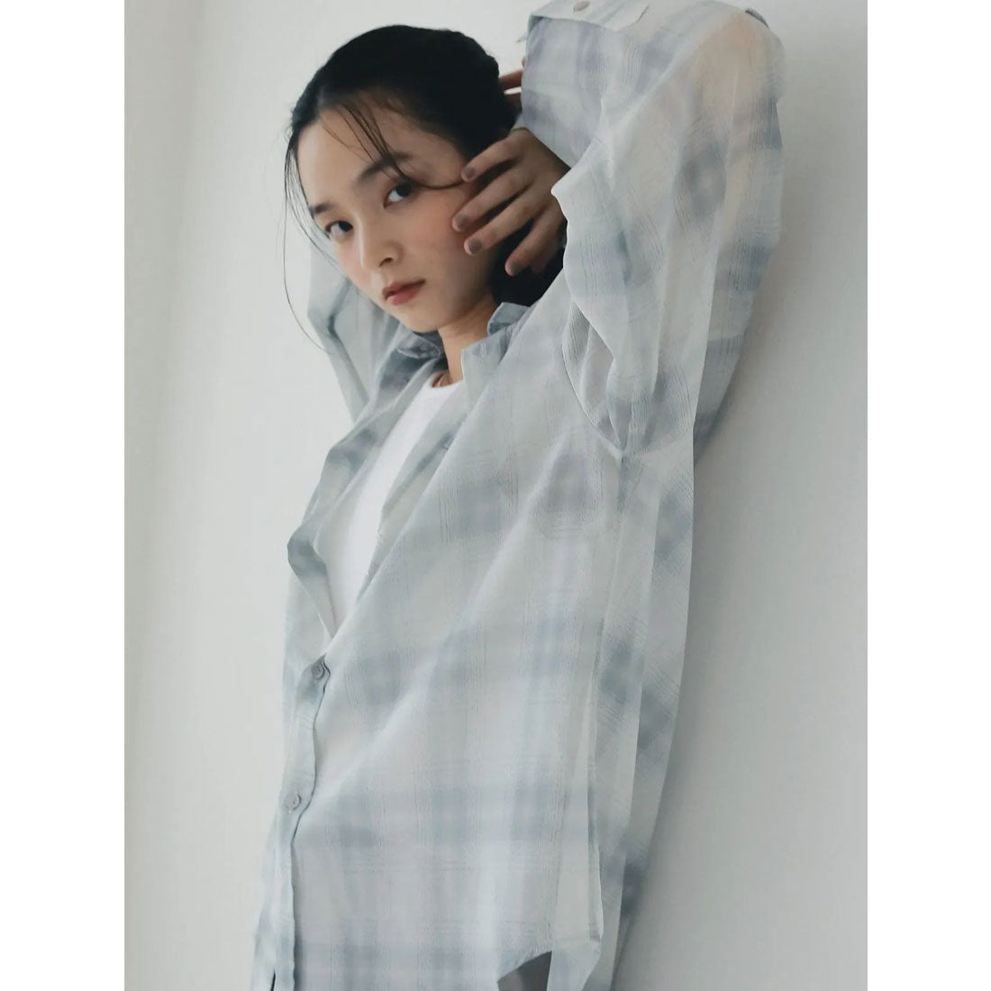 エイミーイストワール EIMY ISTOIRE シアーチェック2WAYシャツ （IVORY） IVORY