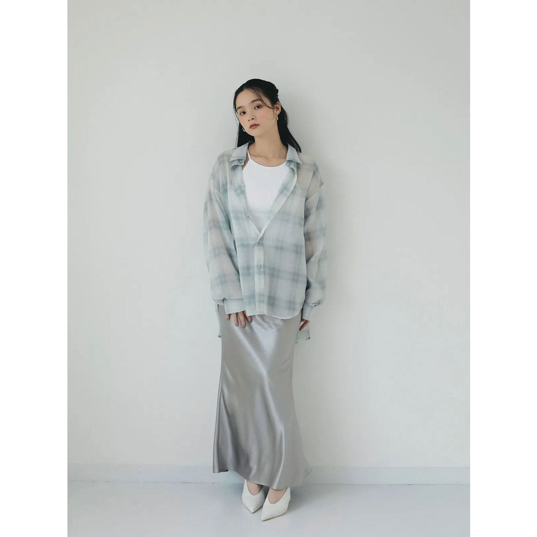 エイミーイストワール EIMY ISTOIRE シアーチェック2WAYシャツ （IVORY） IVORY