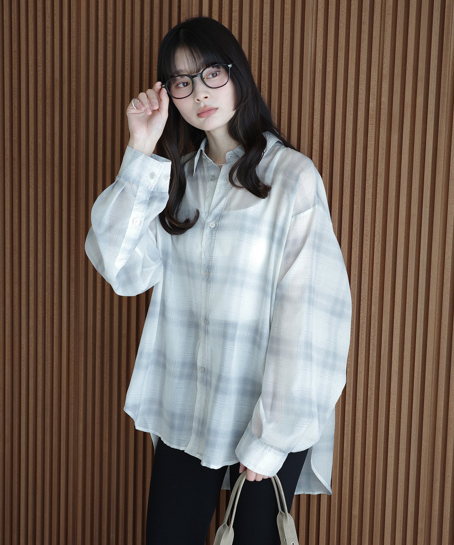 エイミーイストワール EIMY ISTOIRE シアーチェック2WAYシャツ （IVORY） IVORY