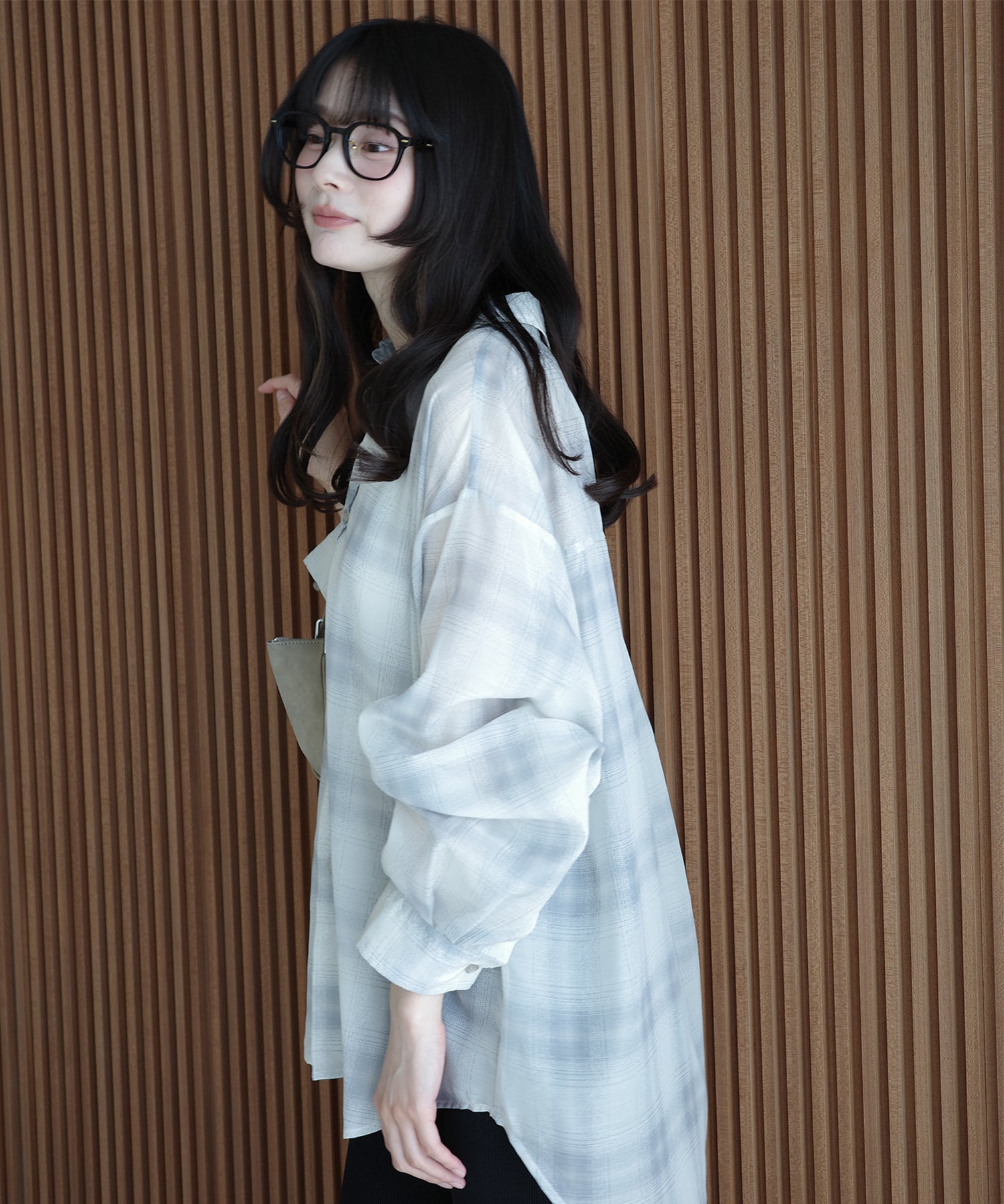 エイミーイストワール EIMY ISTOIRE シアーチェック2WAYシャツ （IVORY） IVORY