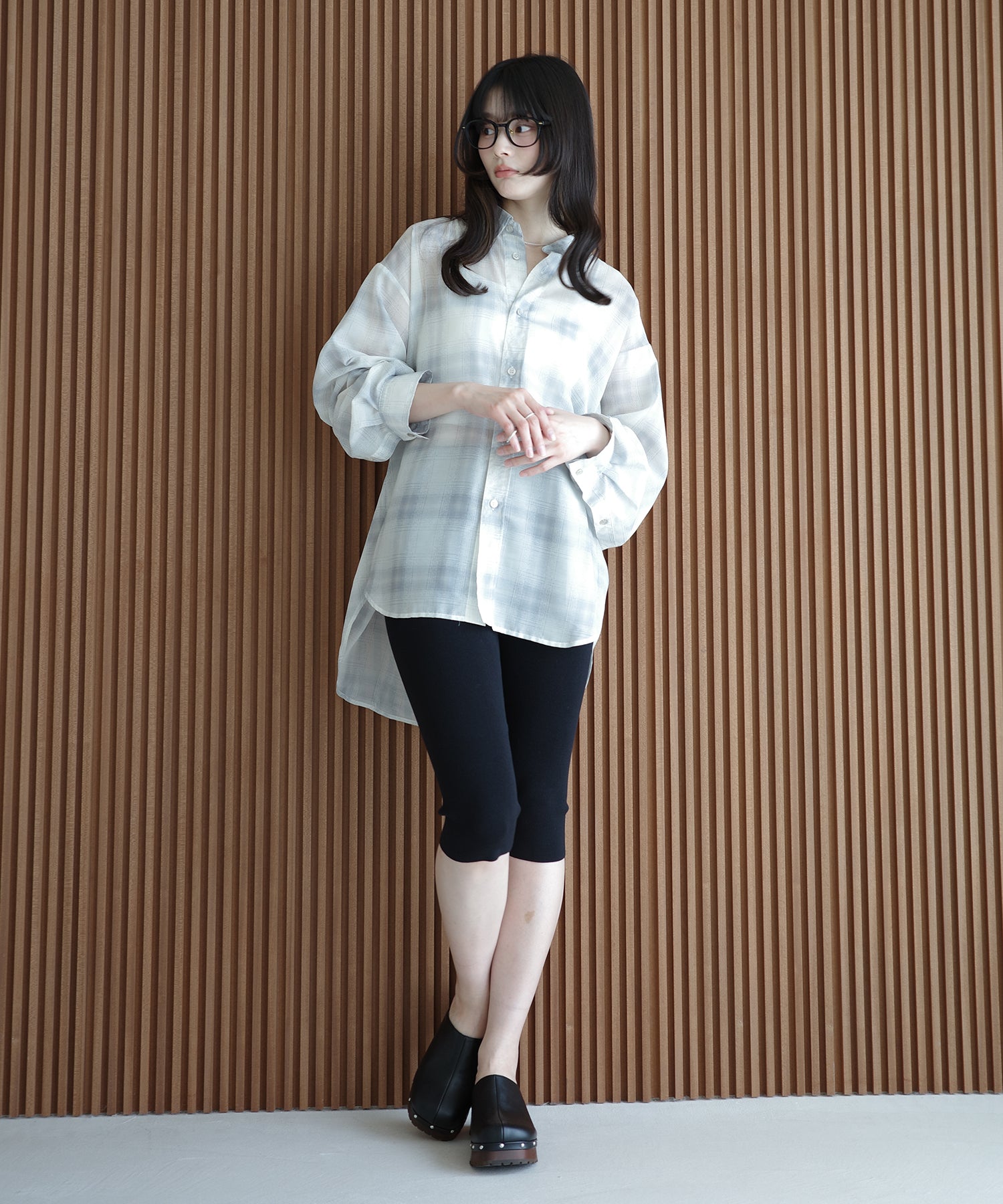 エイミーイストワール EIMY ISTOIRE シアーチェック2WAYシャツ （IVORY） IVORY
