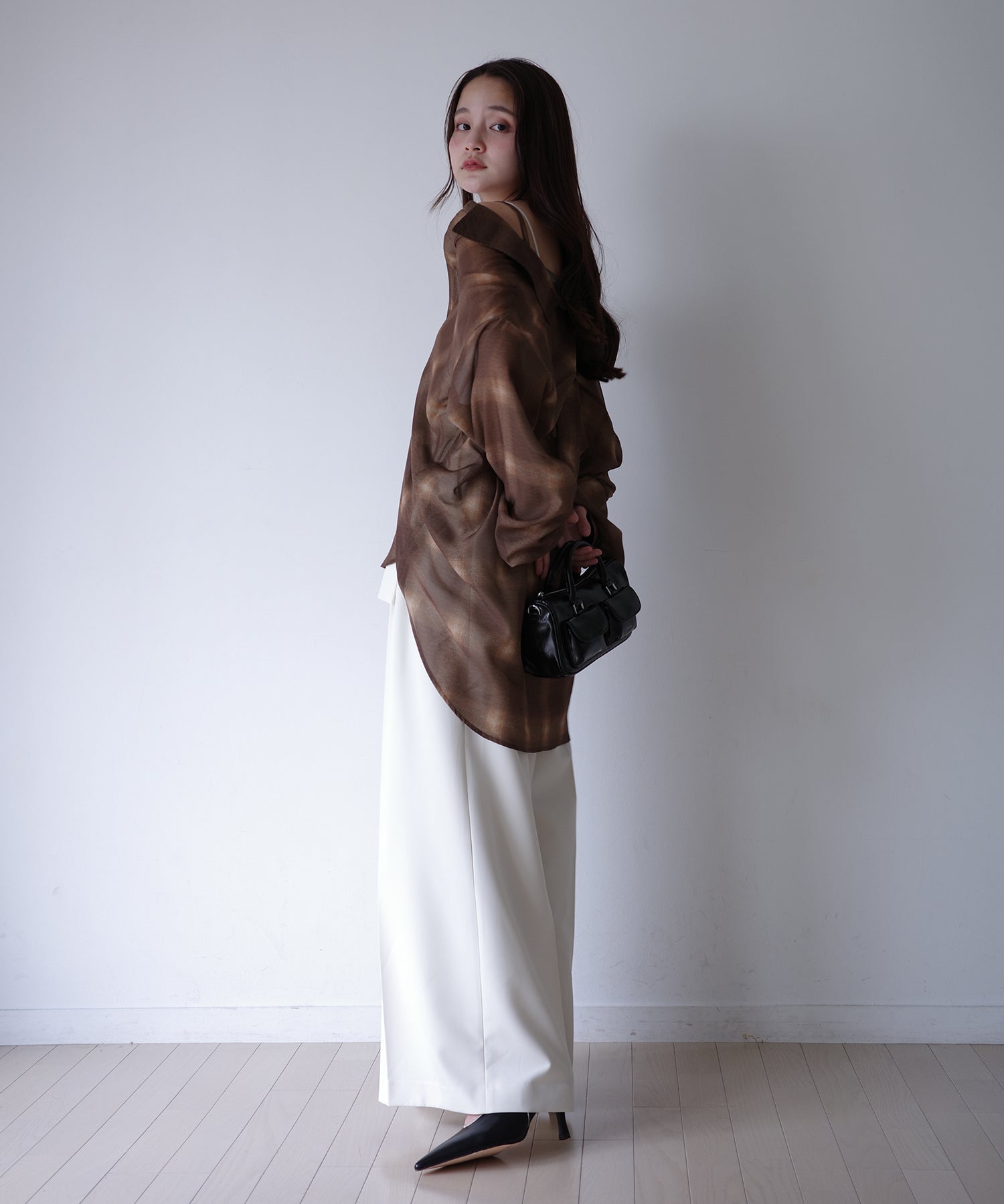 エイミーイストワール EIMY ISTOIRE シアーチェック2WAYシャツ （IVORY） IVORY