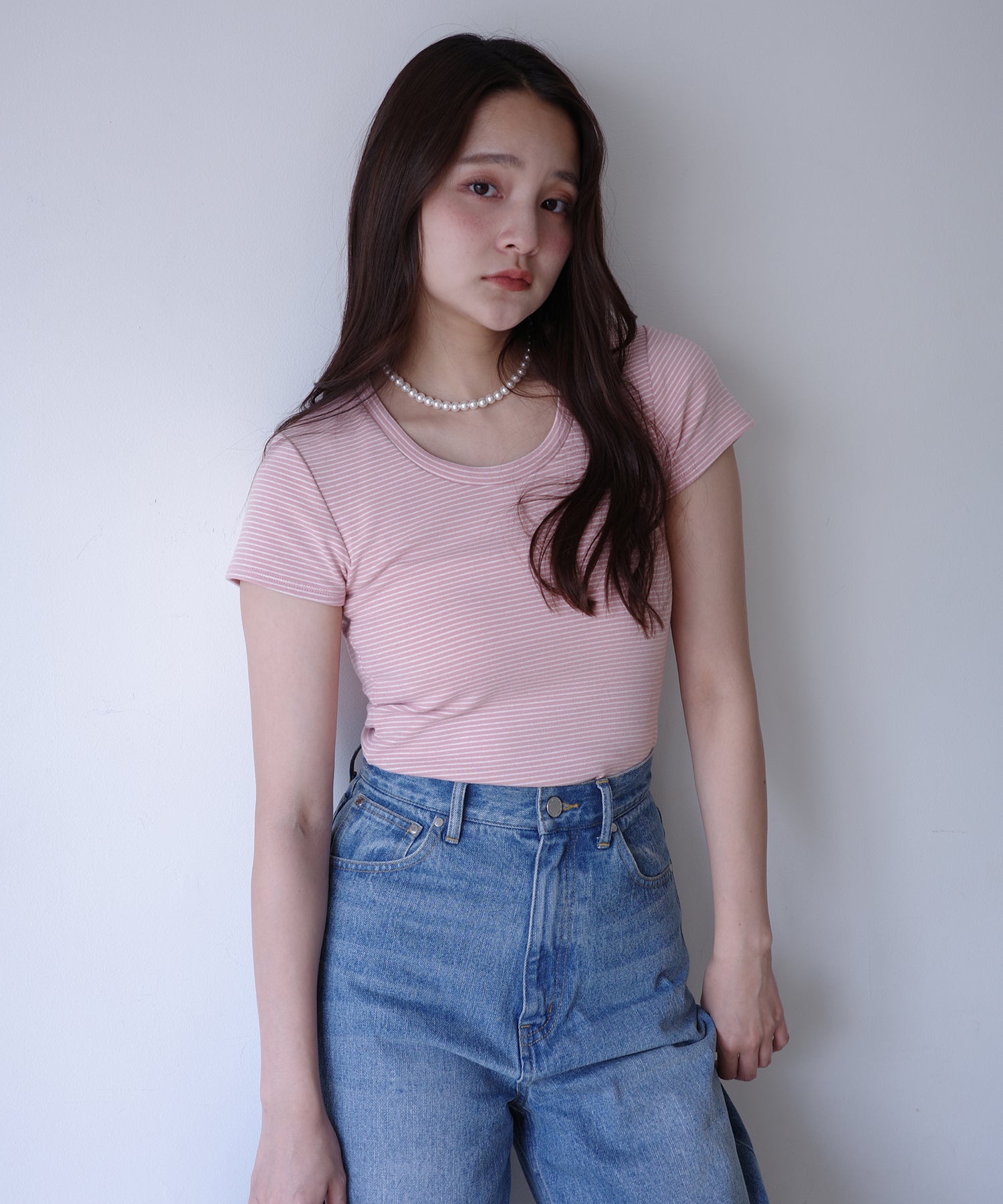 エイミーイストワール eimy istoire ボーダーリブTシャツ （PINK） PINK