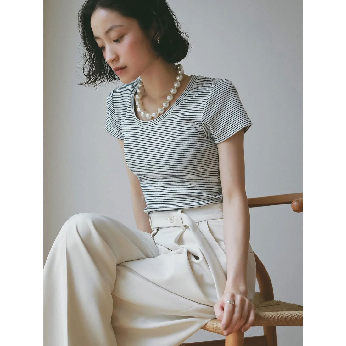 エイミーイストワール eimy istoire ボーダーリブTシャツ （PINK） PINK