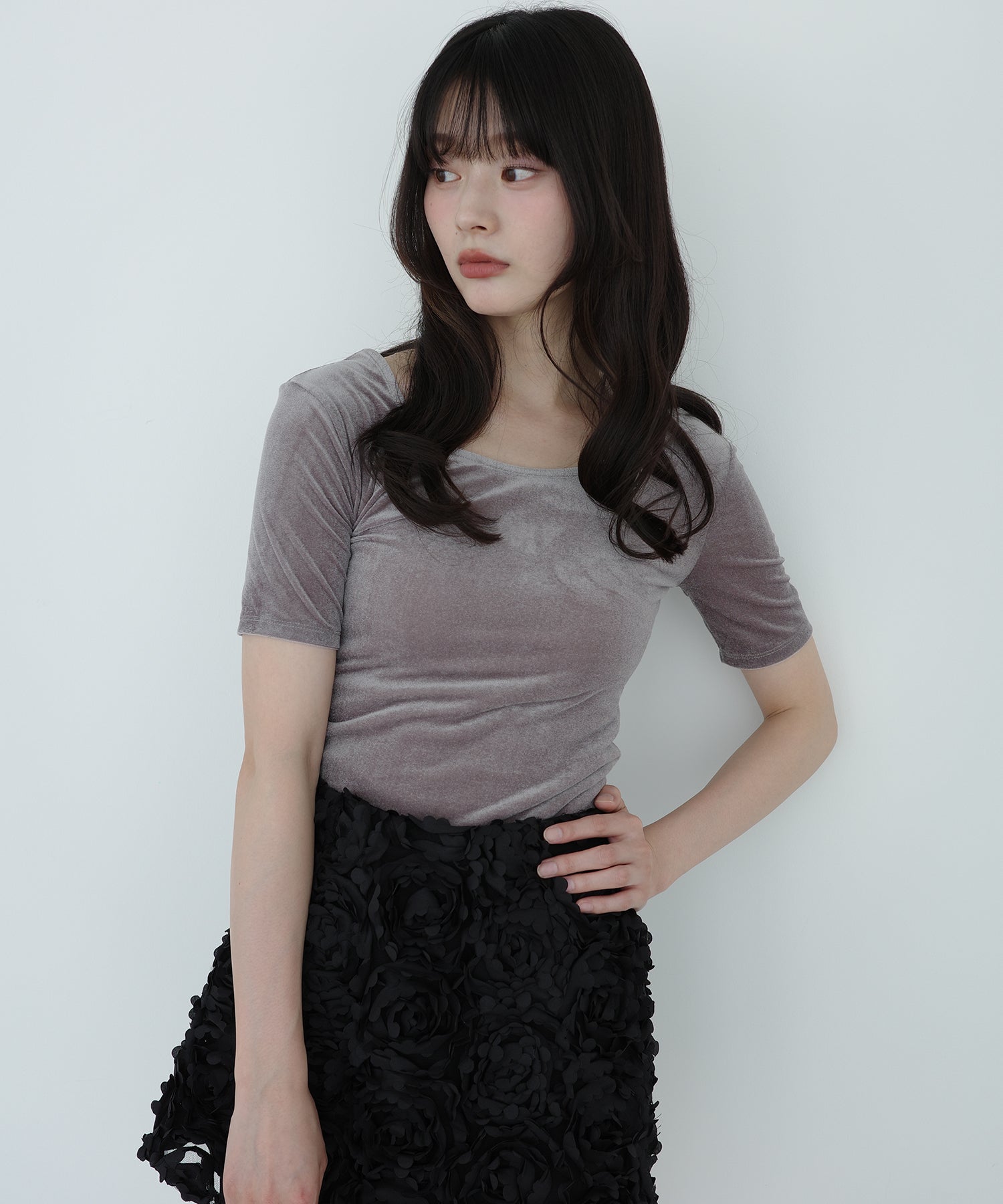 エイミーイストワール EIMY ISTOIRE コンパクトベロアトップス （GREY） GREY