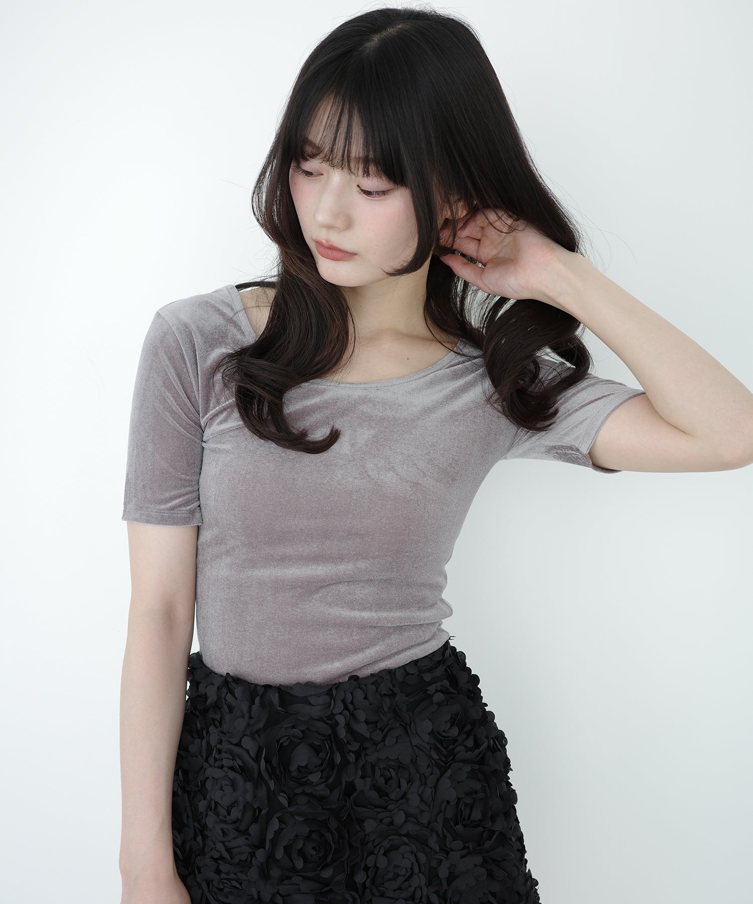 エイミーイストワール EIMY ISTOIRE コンパクトベロアトップス （GREY） GREY
