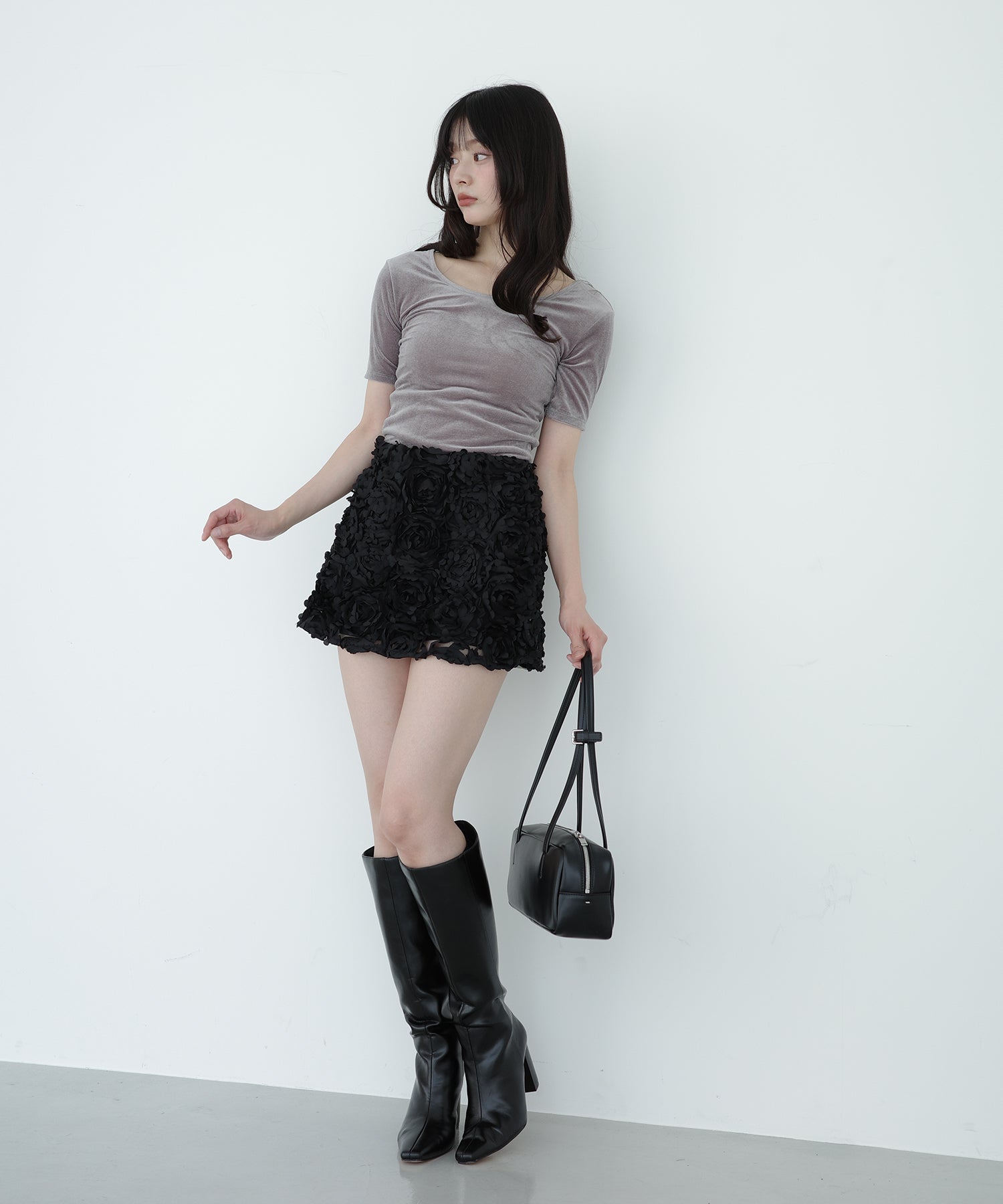 エイミーイストワール EIMY ISTOIRE コンパクトベロアトップス （GREY） GREY