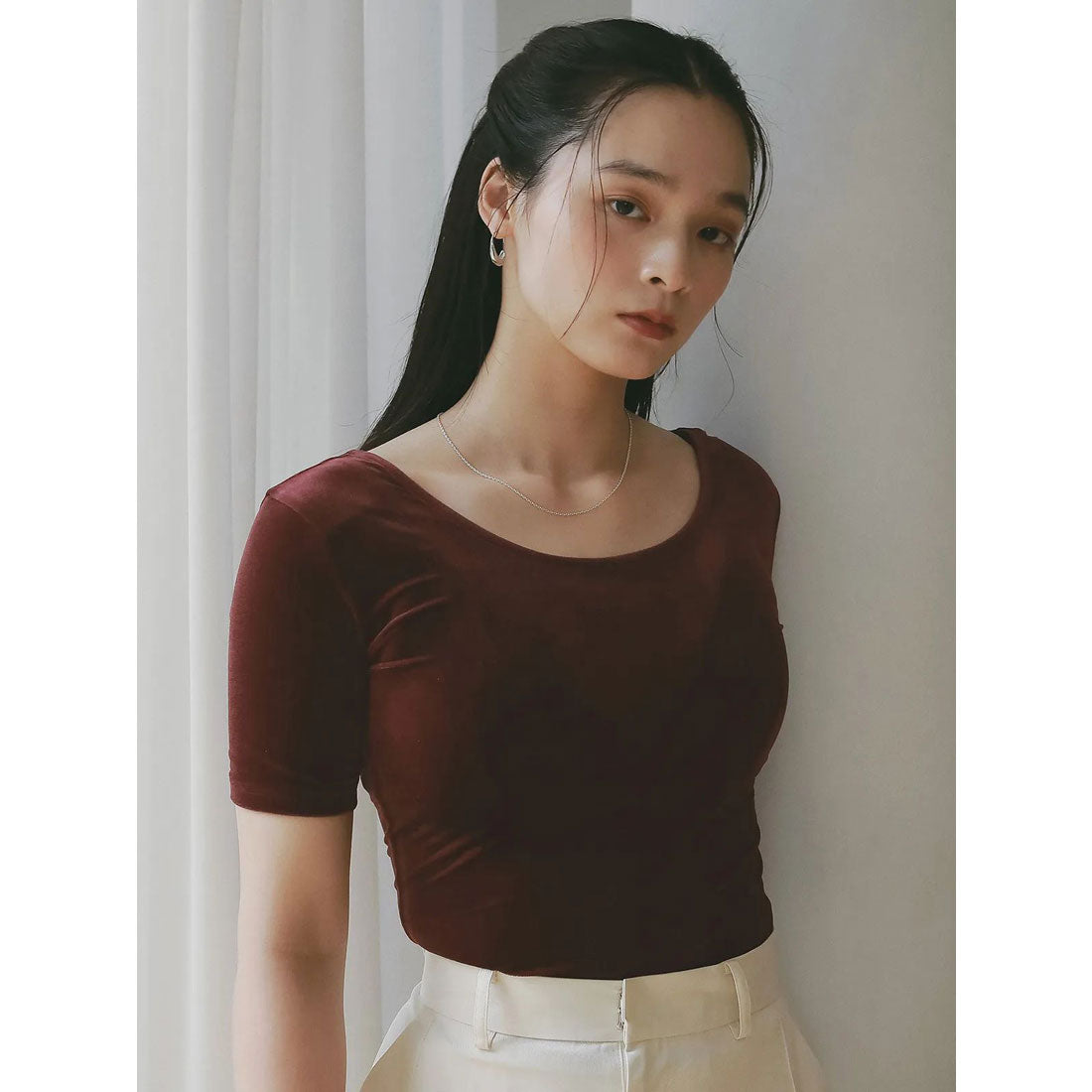 エイミーイストワール EIMY ISTOIRE コンパクトベロアトップス （BORDEAUX） BORDEAUX
