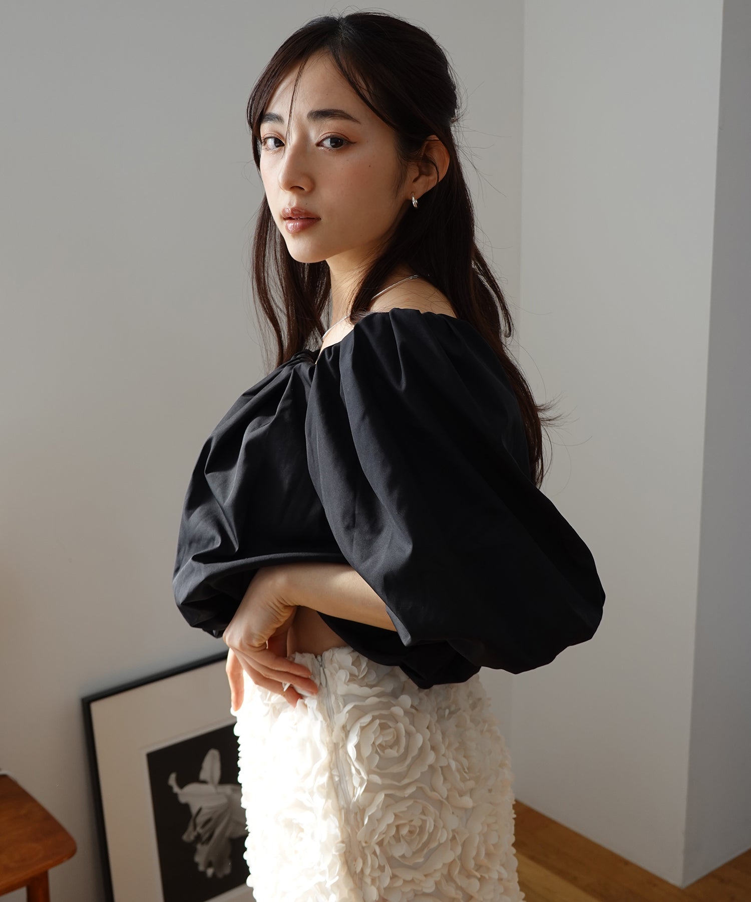 エイミーイストワール EIMY ISTOIRE タフタオフショルブラウス （BLACK） BLACK