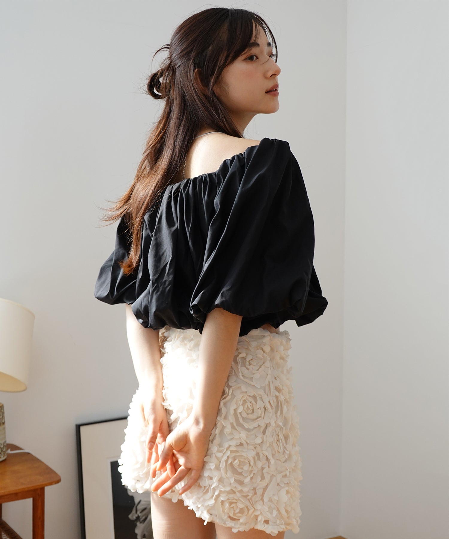 エイミーイストワール EIMY ISTOIRE タフタオフショルブラウス （BLACK） BLACK