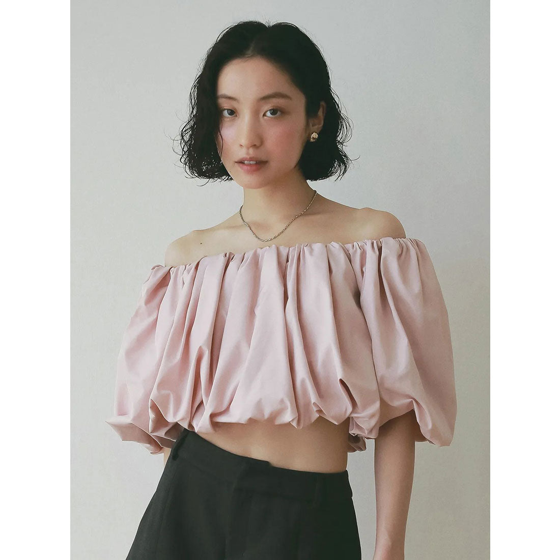 エイミーイストワール EIMY ISTOIRE タフタオフショルブラウス （BLACK） BLACK