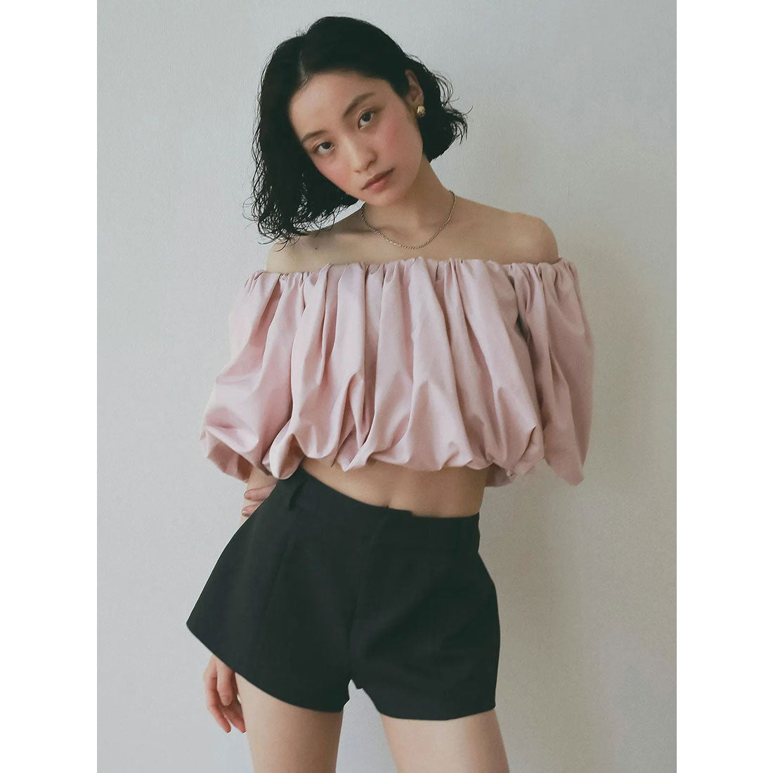 エイミーイストワール EIMY ISTOIRE タフタオフショルブラウス （BLACK） BLACK