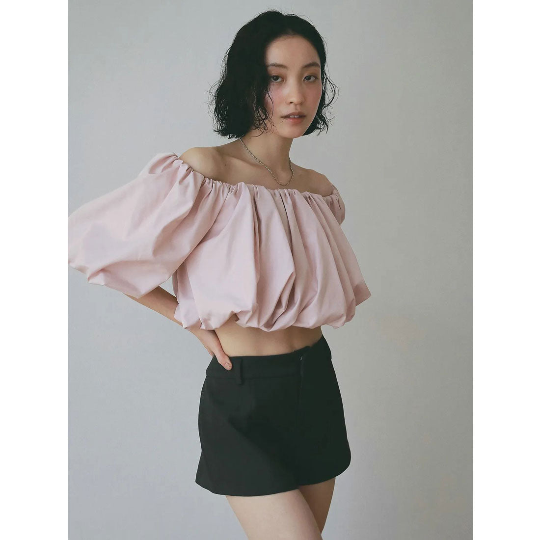 エイミーイストワール EIMY ISTOIRE タフタオフショルブラウス （BLACK） BLACK