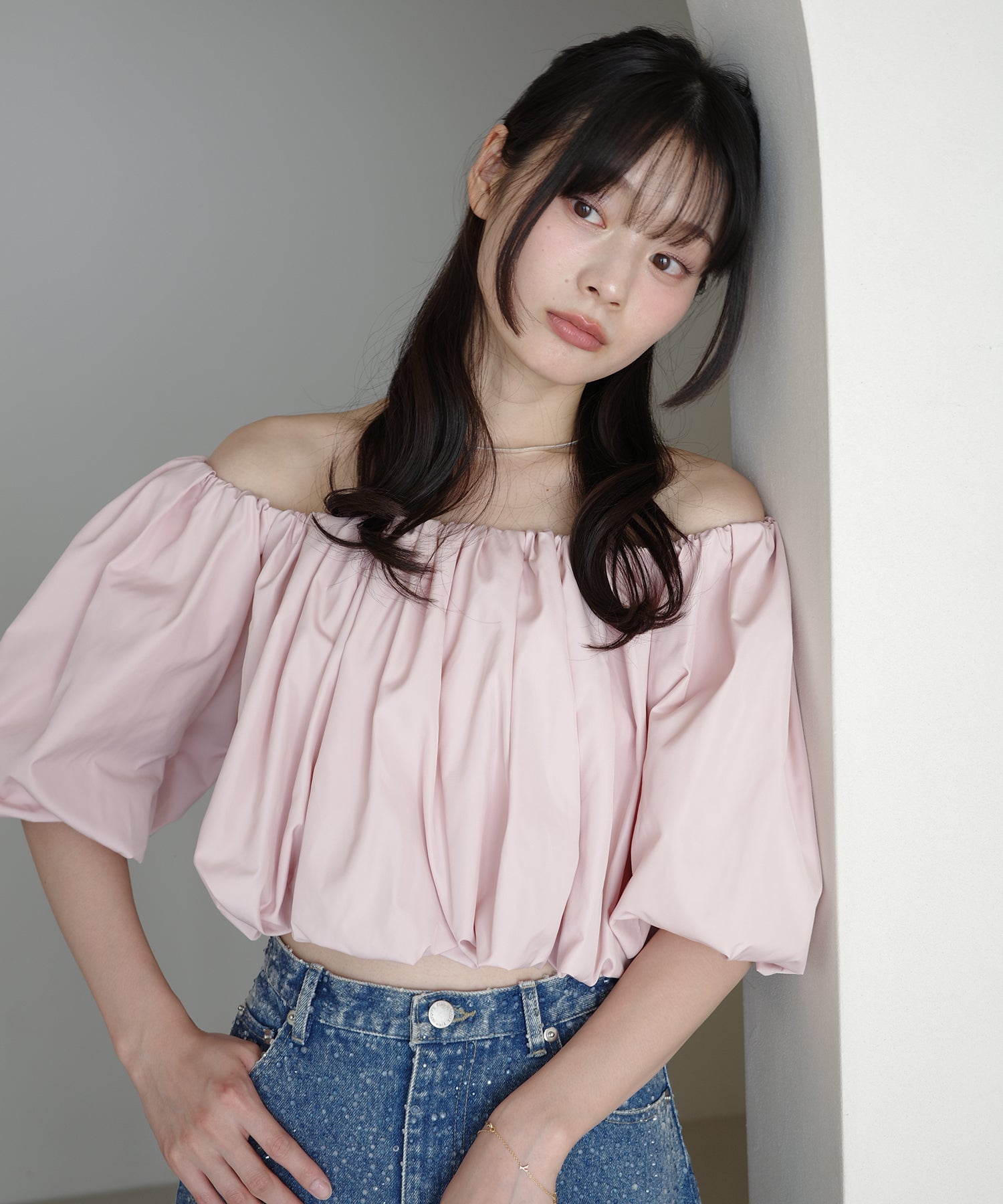 エイミーイストワール EIMY ISTOIRE タフタオフショルブラウス （BLACK） BLACK