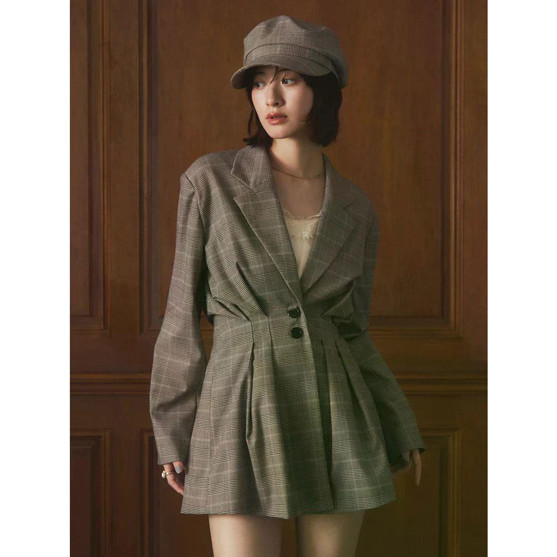 エイミーイストワール EIMY ISTOIRE ウエストタックグレンチェックジャケット （CHECK） CHECK