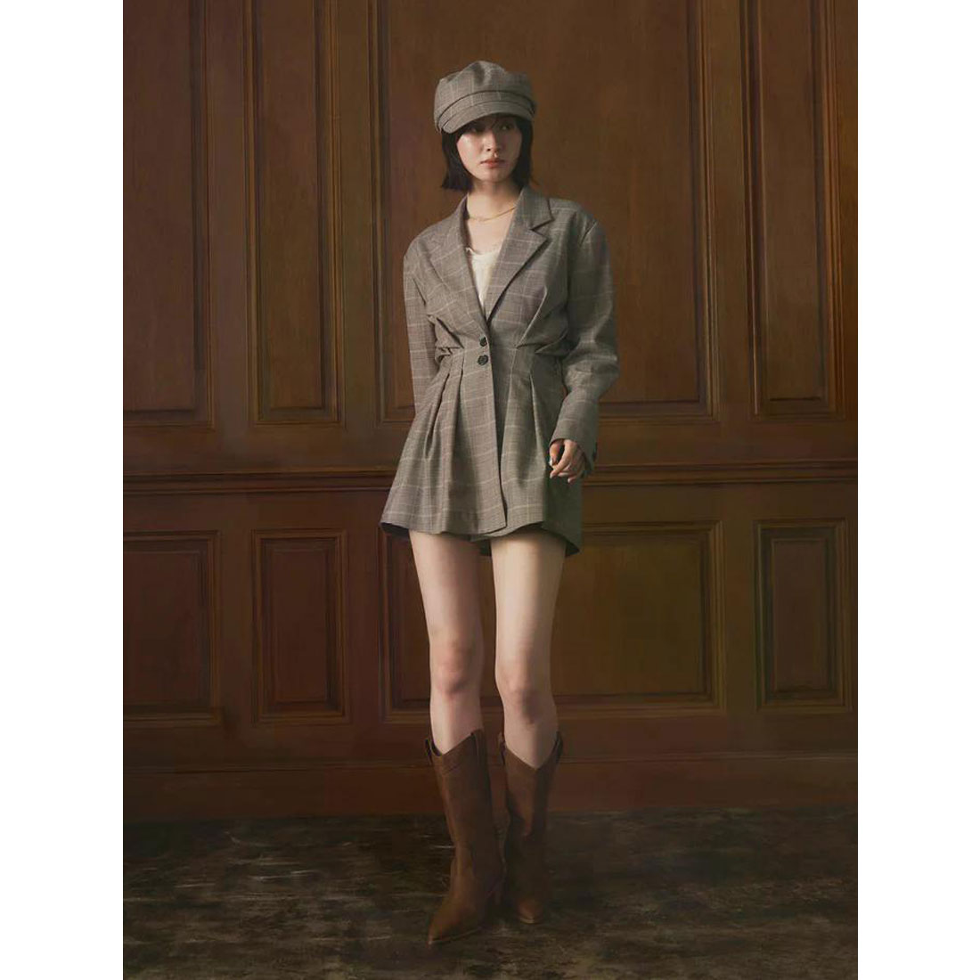 エイミーイストワール EIMY ISTOIRE ウエストタックグレンチェックジャケット （CHECK） CHECK